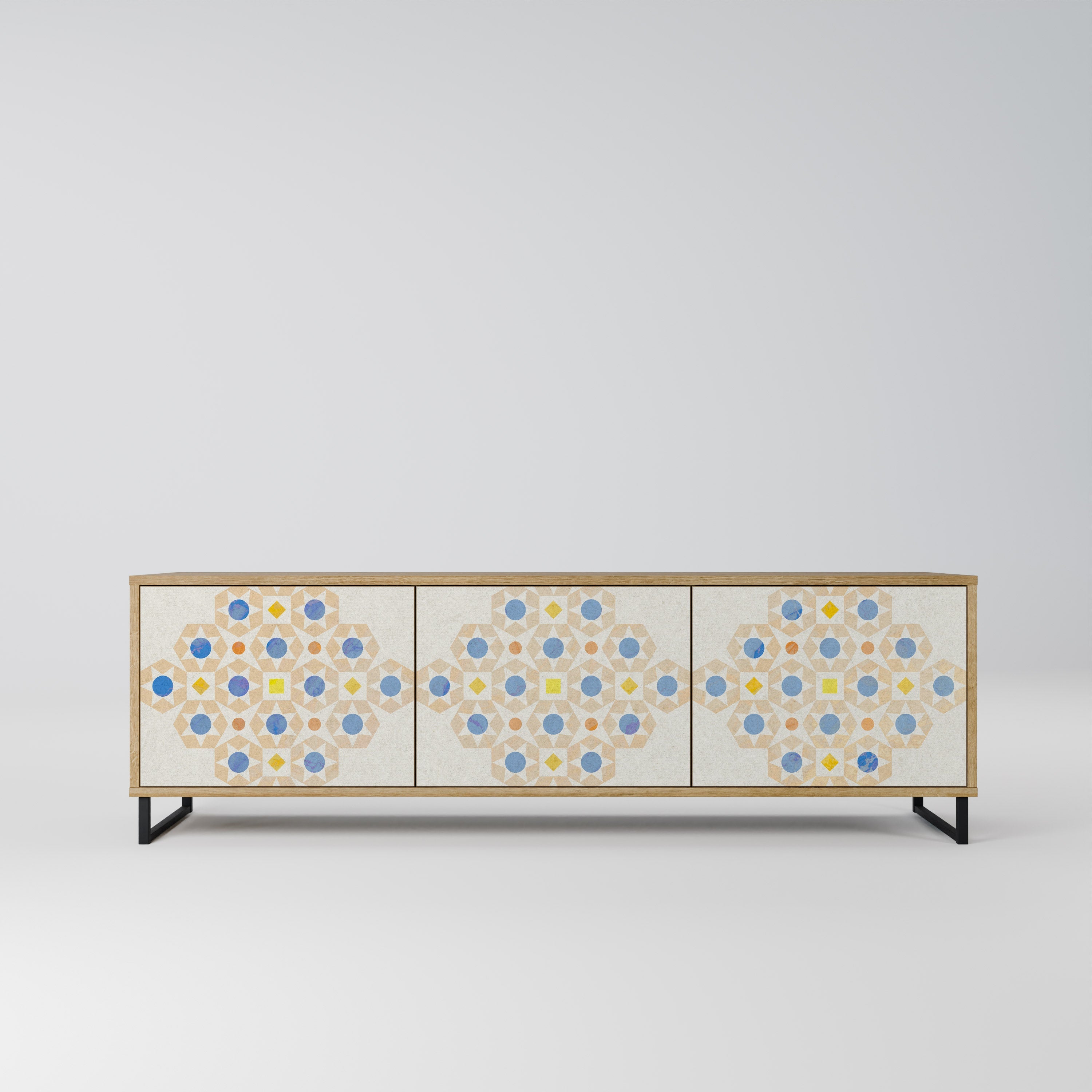 PATTERNED PRISM Móvel de TV com 3 Portas em Efeito Carvalho