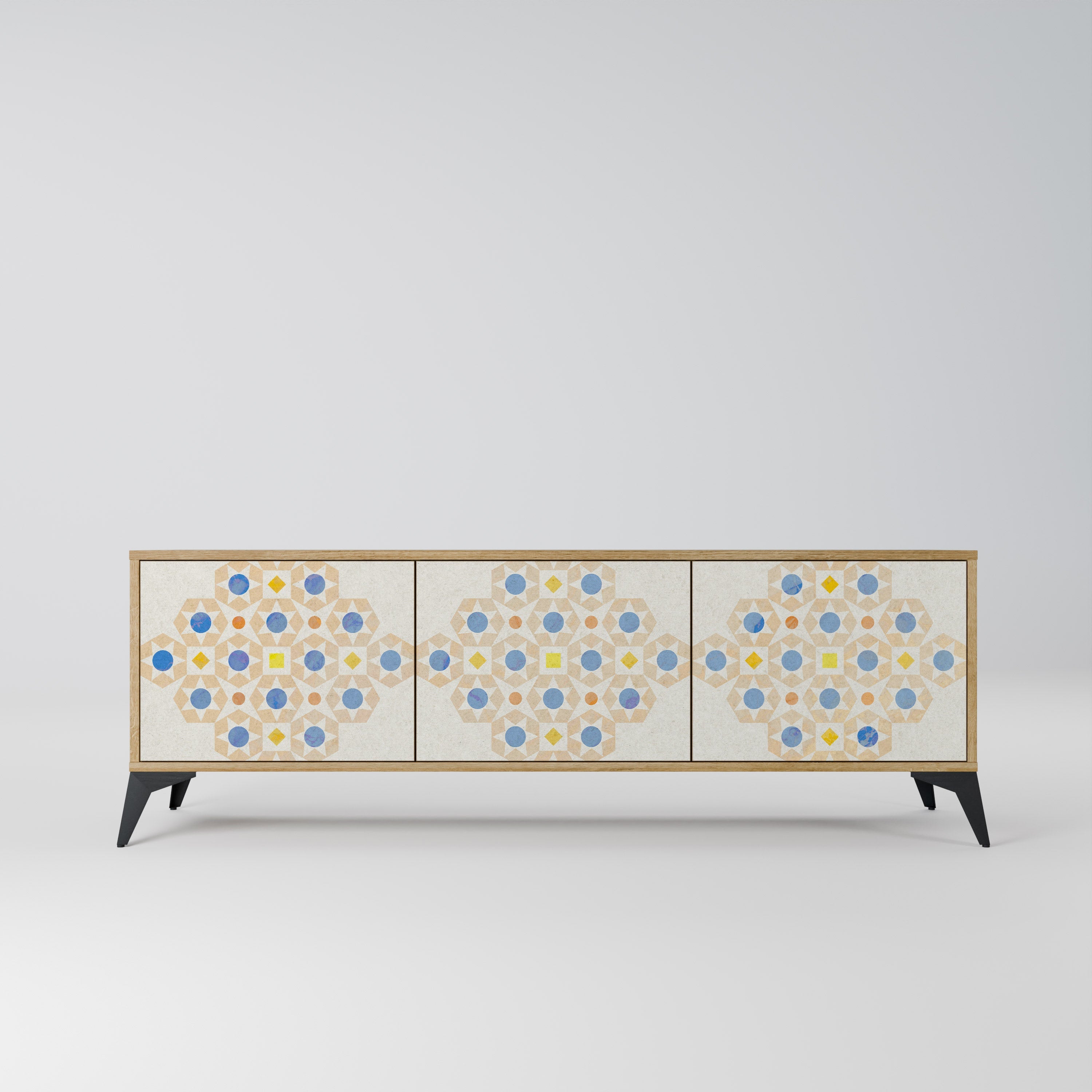 PATTERNED PRISM Móvel de TV com 3 Portas em Efeito Carvalho