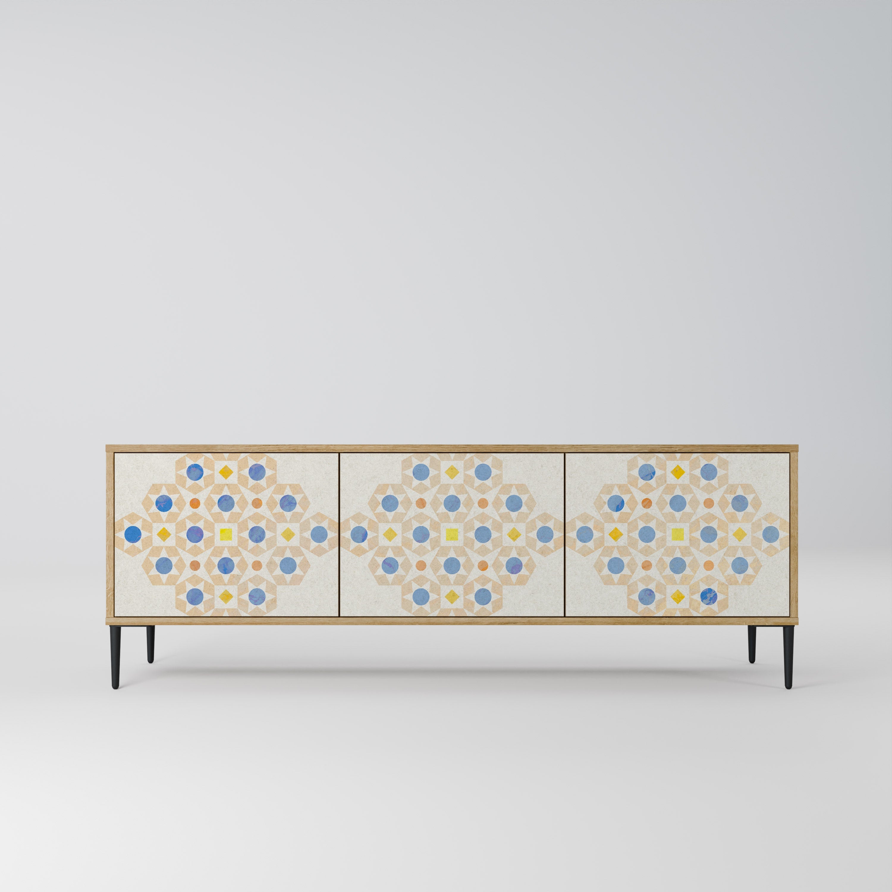 PATTERNED PRISM Móvel de TV com 3 Portas em Efeito Carvalho