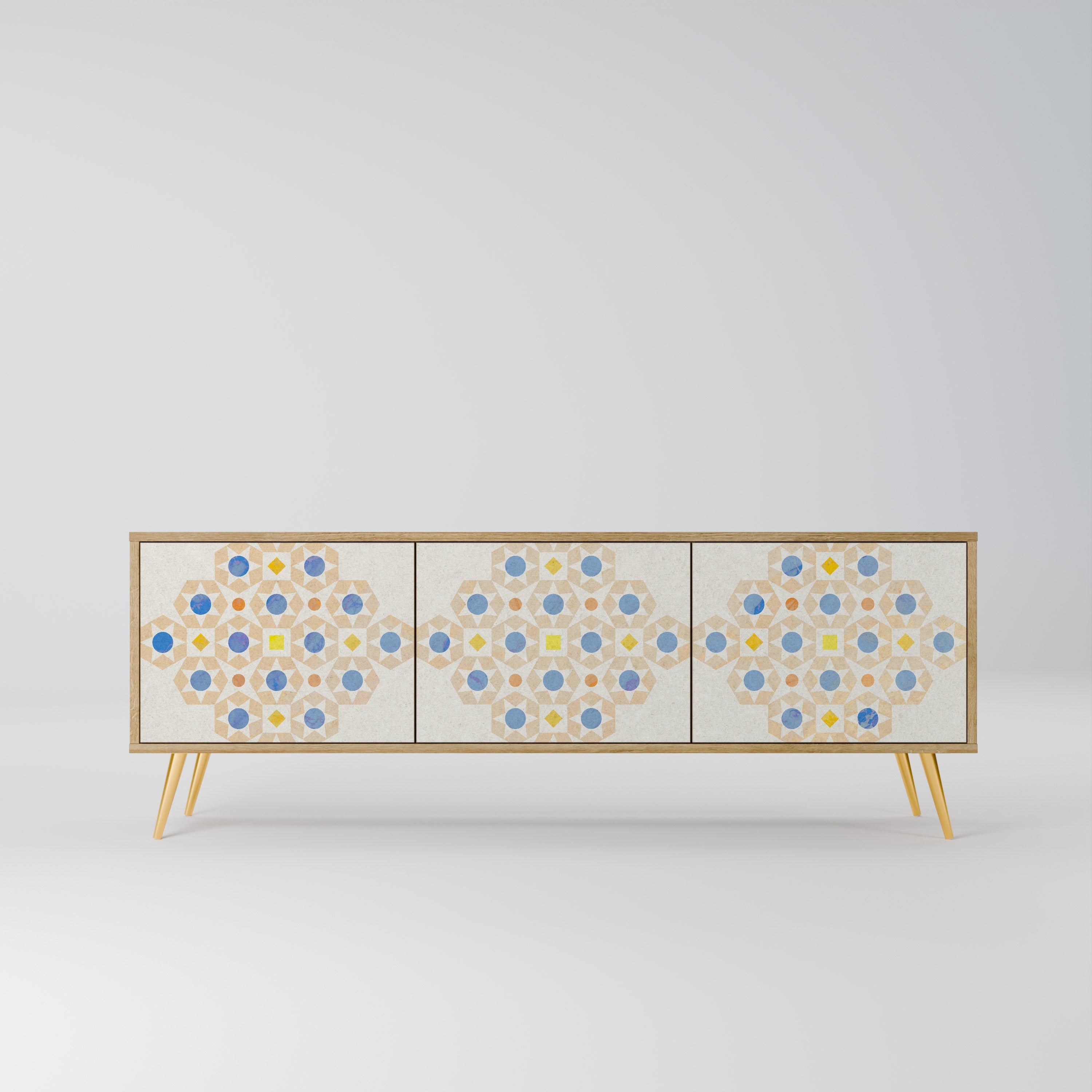 PATTERNED PRISM Móvel de TV com 3 Portas em Efeito Carvalho