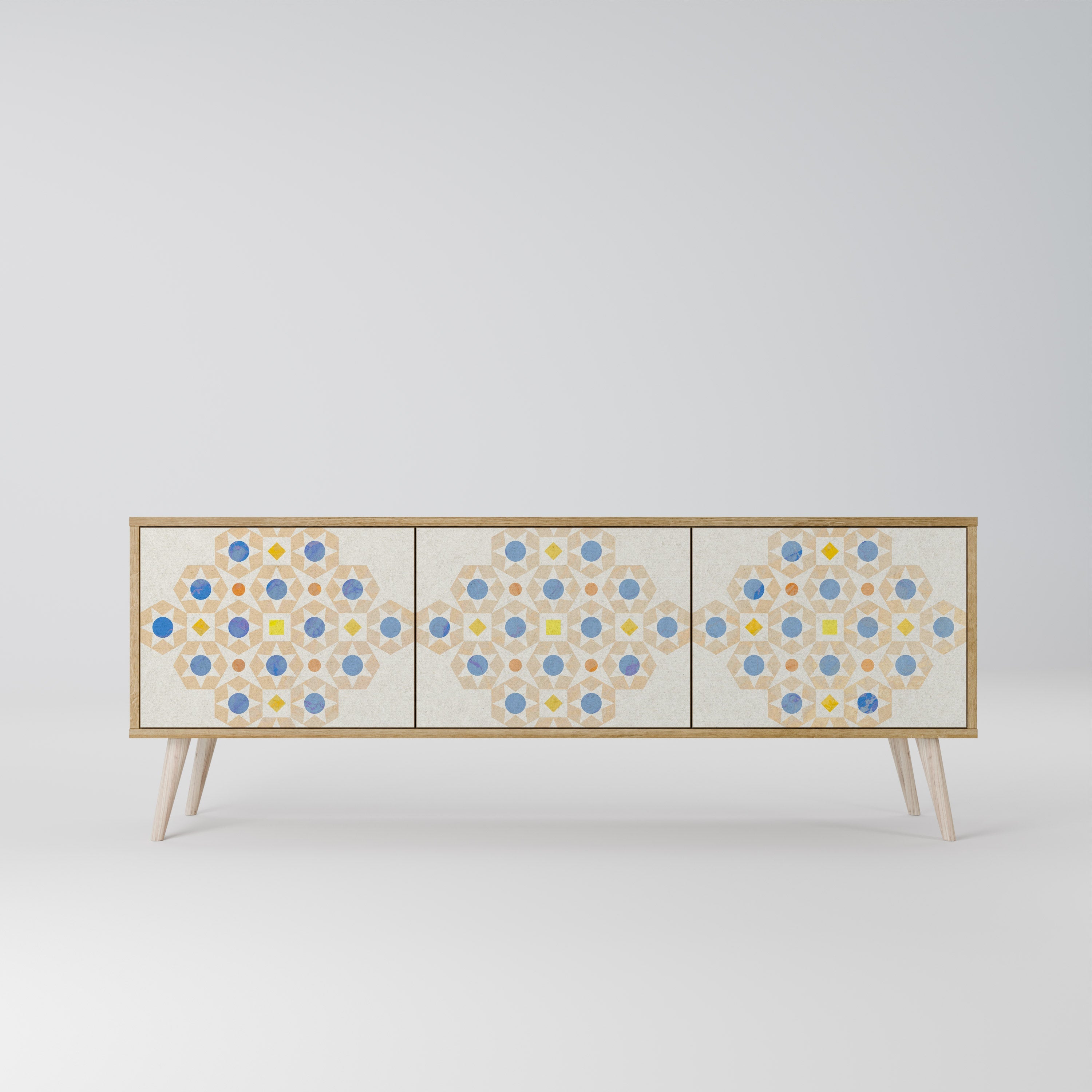 PATTERNED PRISM Móvel de TV com 3 Portas em Efeito Carvalho