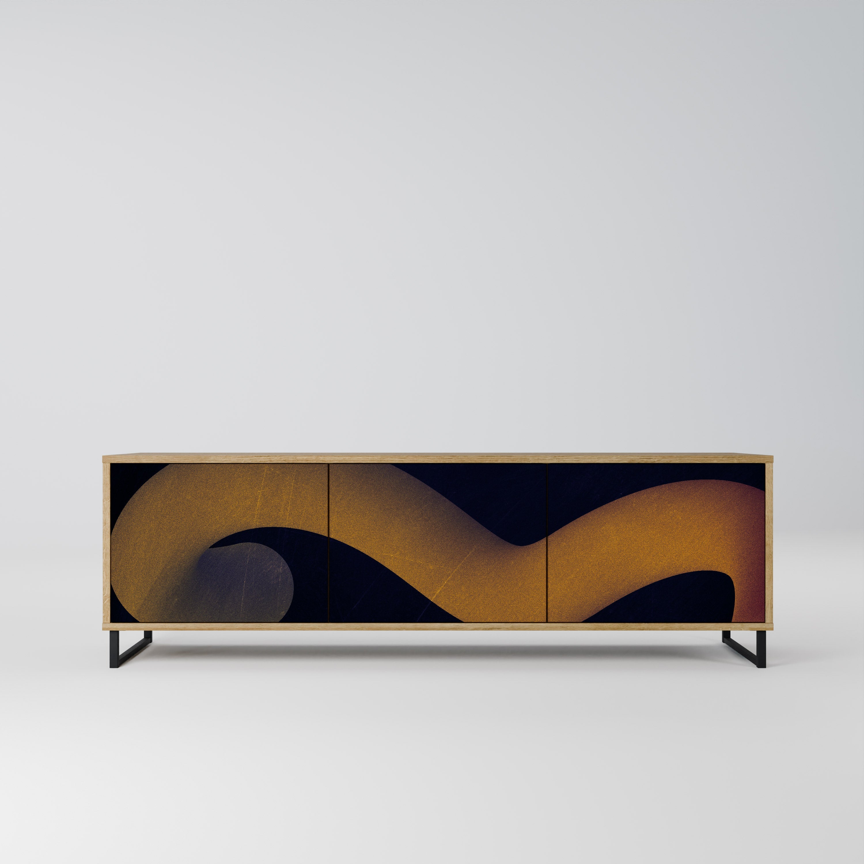 HOLLOW TIME Móvel de TV com 3 Portas em Efeito Carvalho