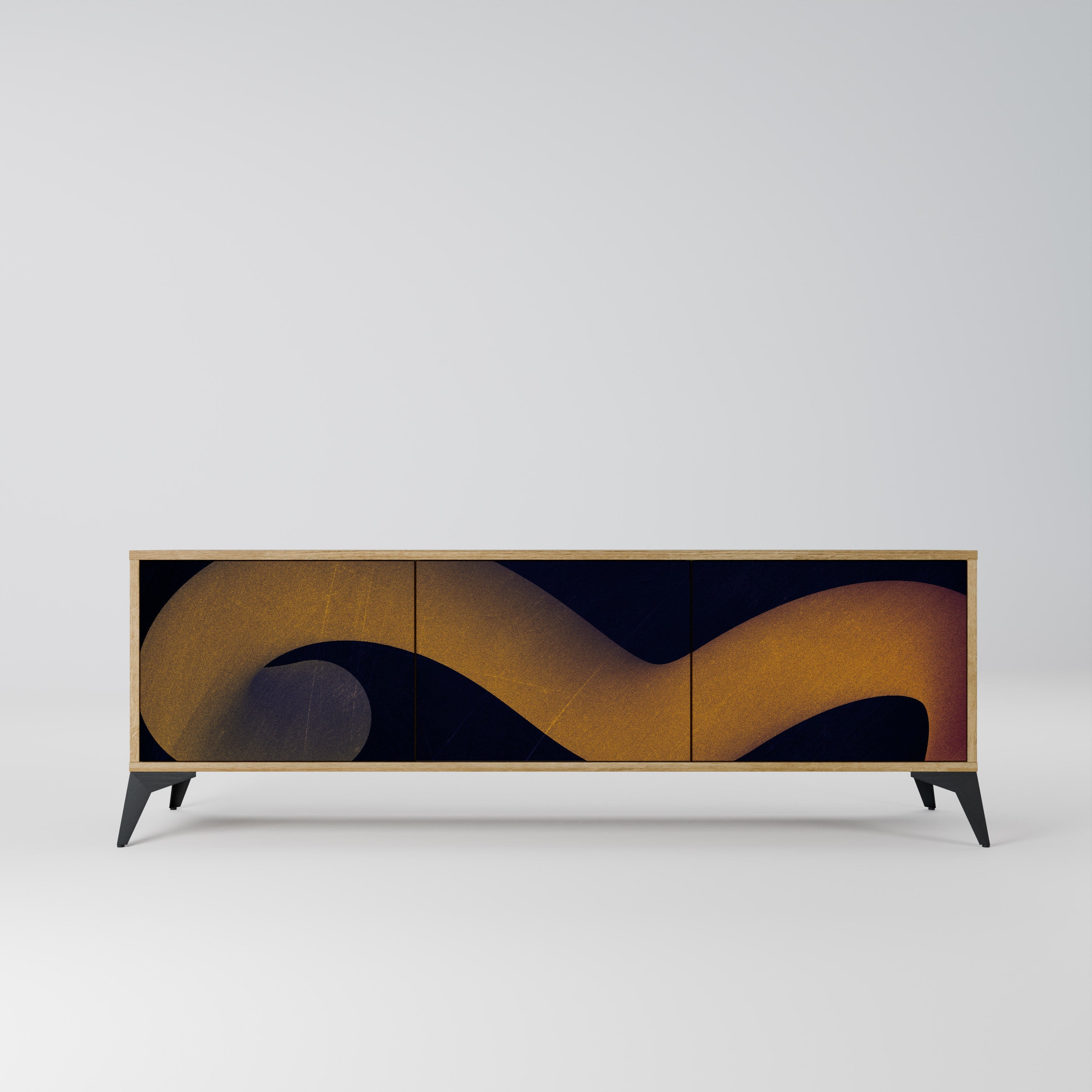 HOLLOW TIME Móvel de TV com 3 Portas em Efeito Carvalho