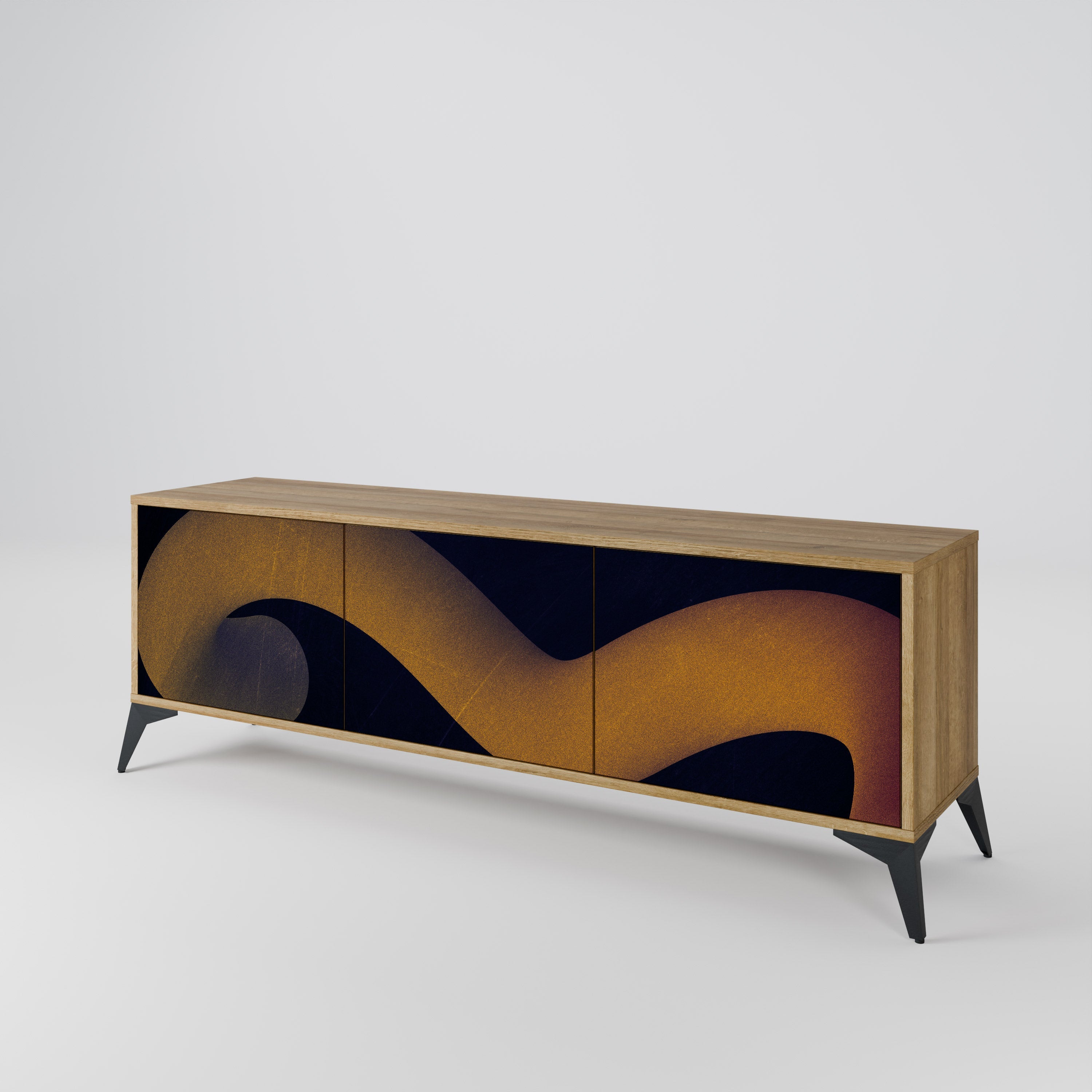 HOLLOW TIME Móvel de TV com 3 Portas em Efeito Carvalho