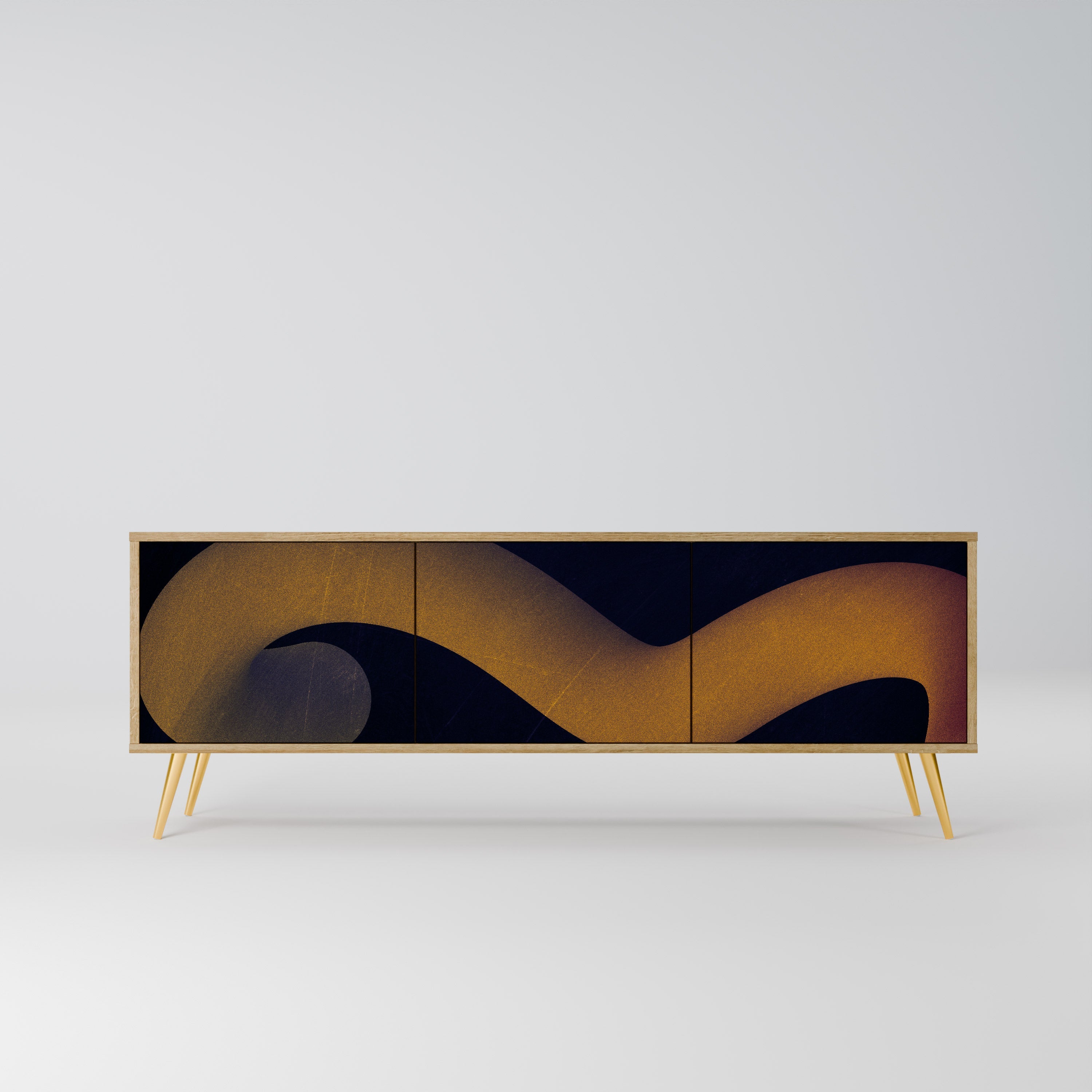 HOLLOW TIME Móvel de TV com 3 Portas em Efeito Carvalho