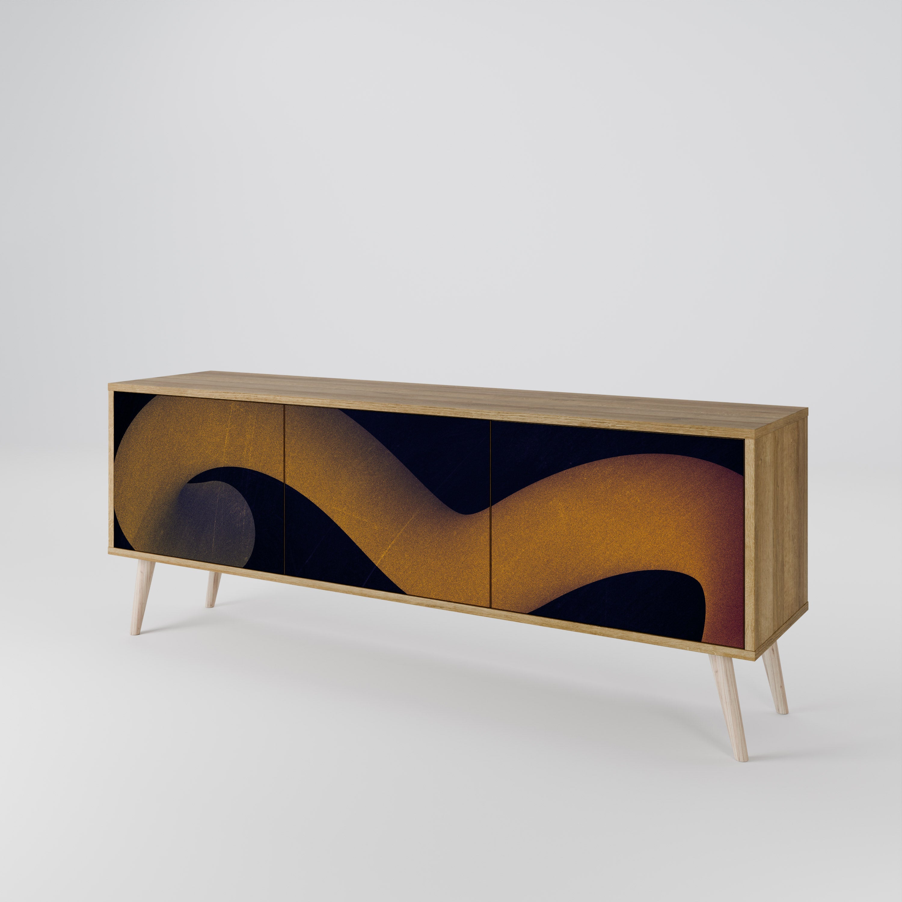 HOLLOW TIME Móvel de TV com 3 Portas em Efeito Carvalho