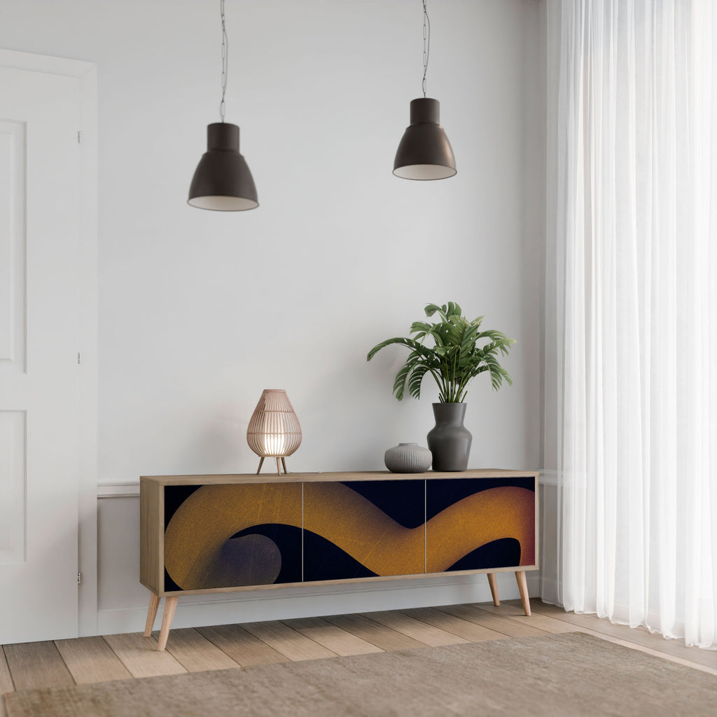 HOLLOW TIME Móvel de TV com 3 Portas em Efeito Carvalho