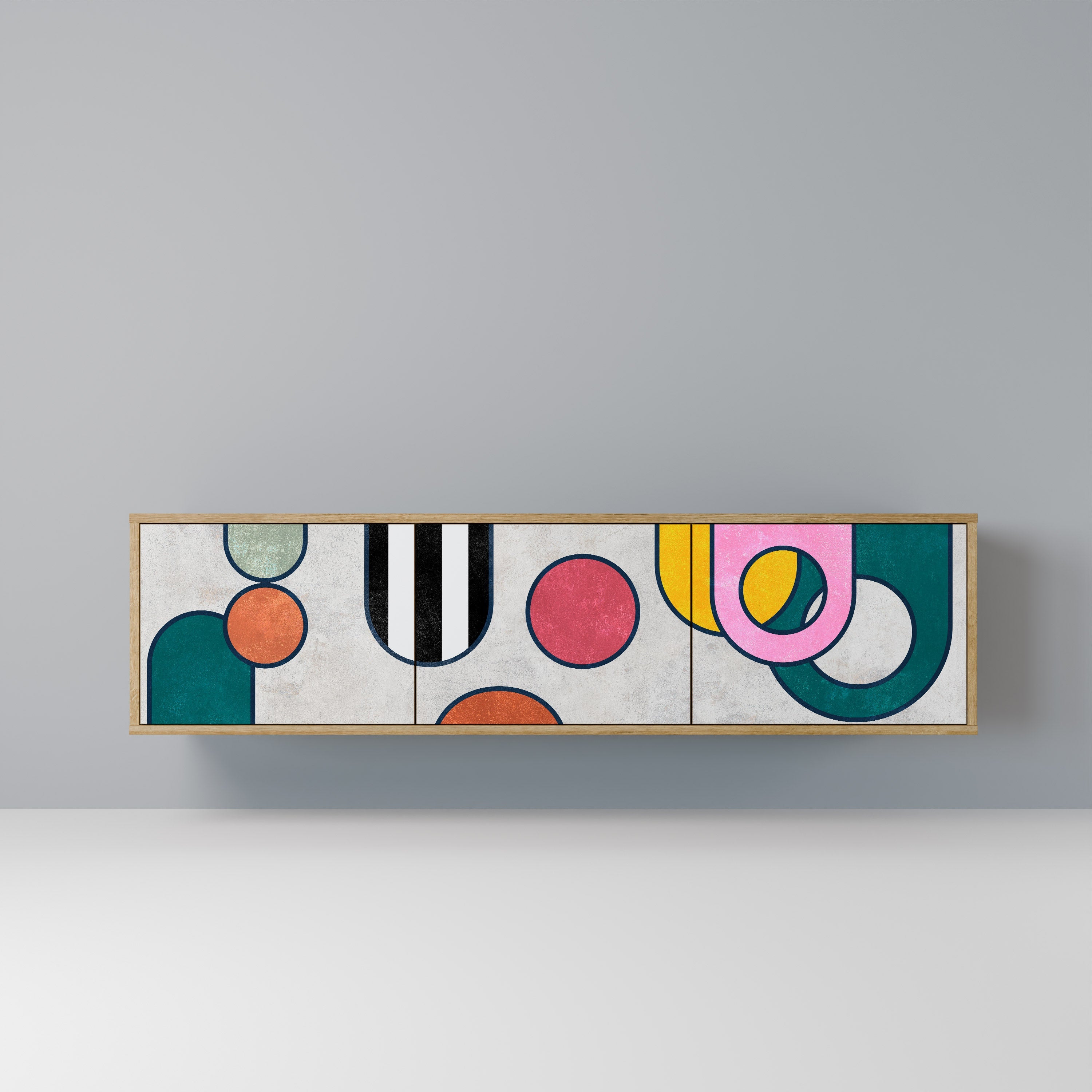 COOL STORY Móvel de TV com 3 Portas em Efeito Carvalho