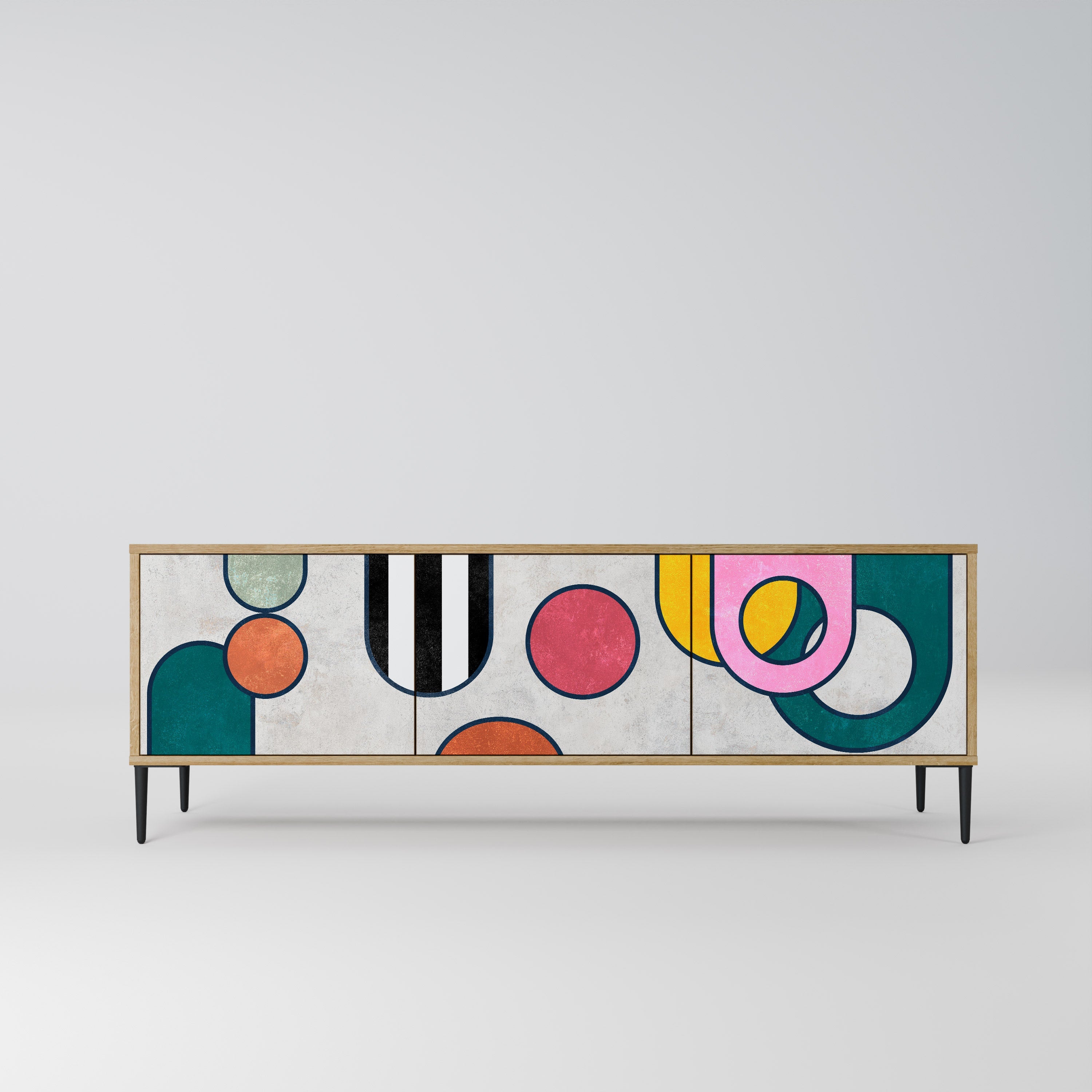 COOL STORY Móvel de TV com 3 Portas em Efeito Carvalho