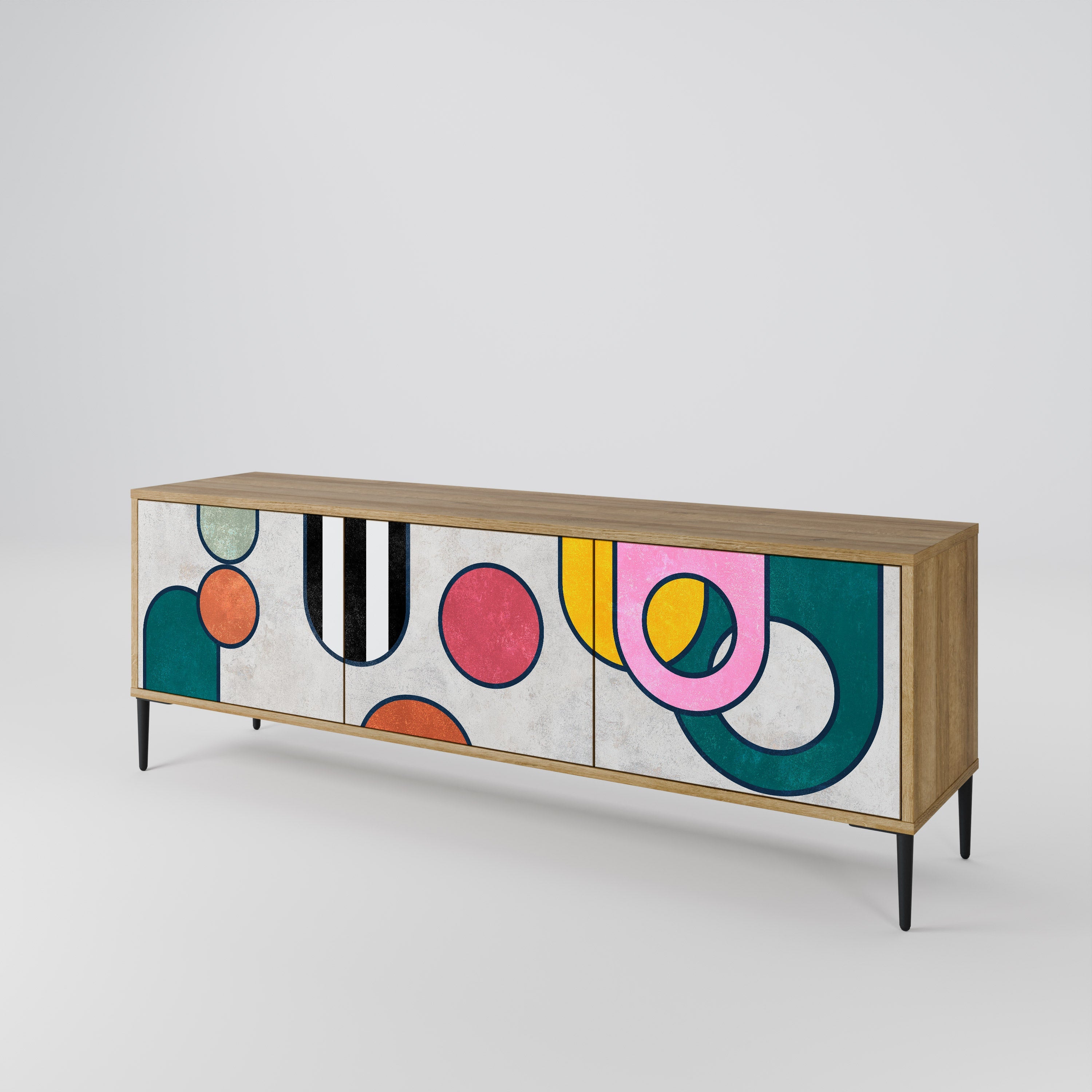 COOL STORY Móvel de TV com 3 Portas em Efeito Carvalho