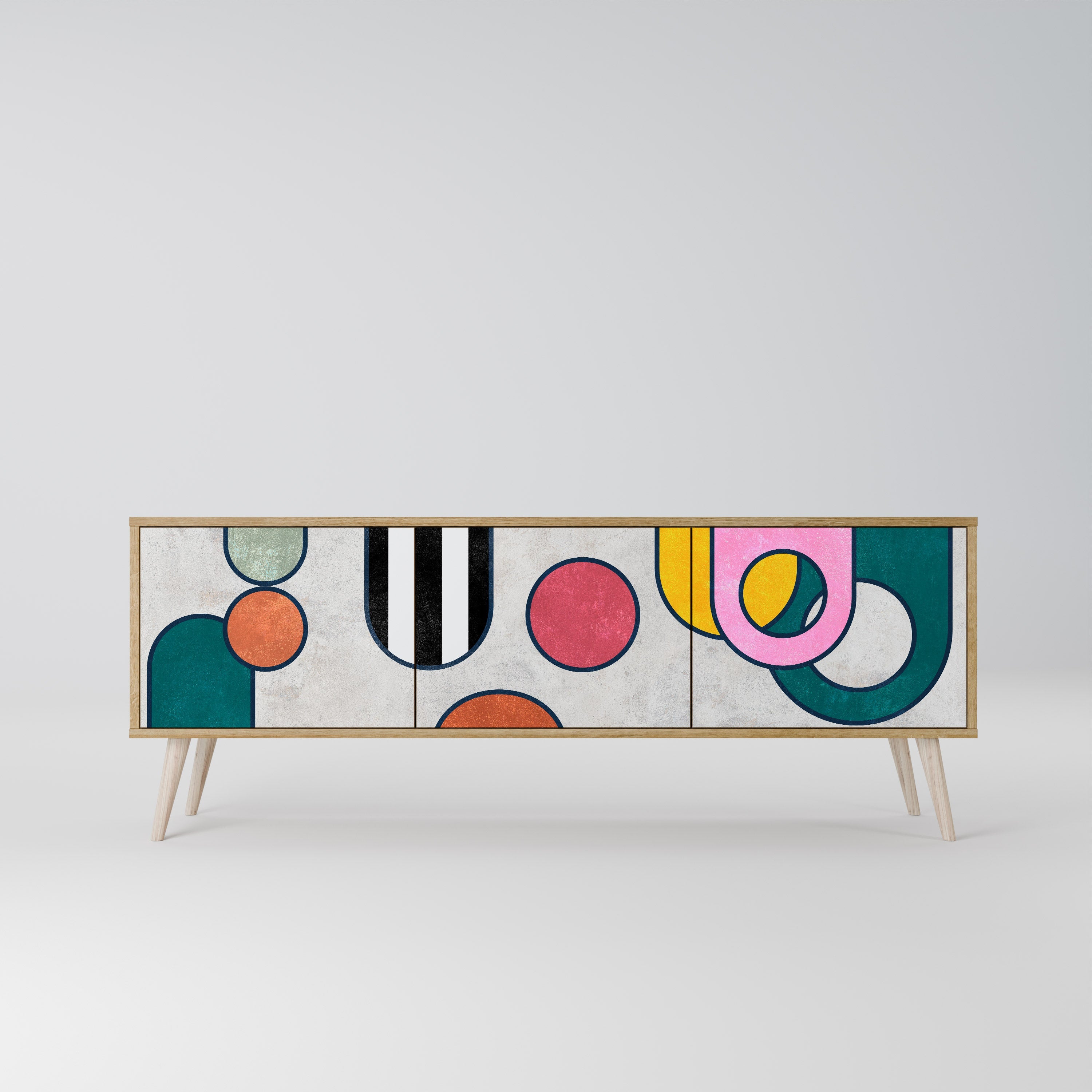 COOL STORY Móvel de TV com 3 Portas em Efeito Carvalho