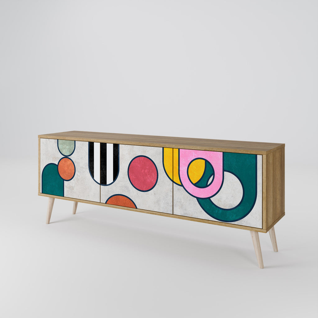 COOL STORY Móvel de TV com 3 Portas em Efeito Carvalho