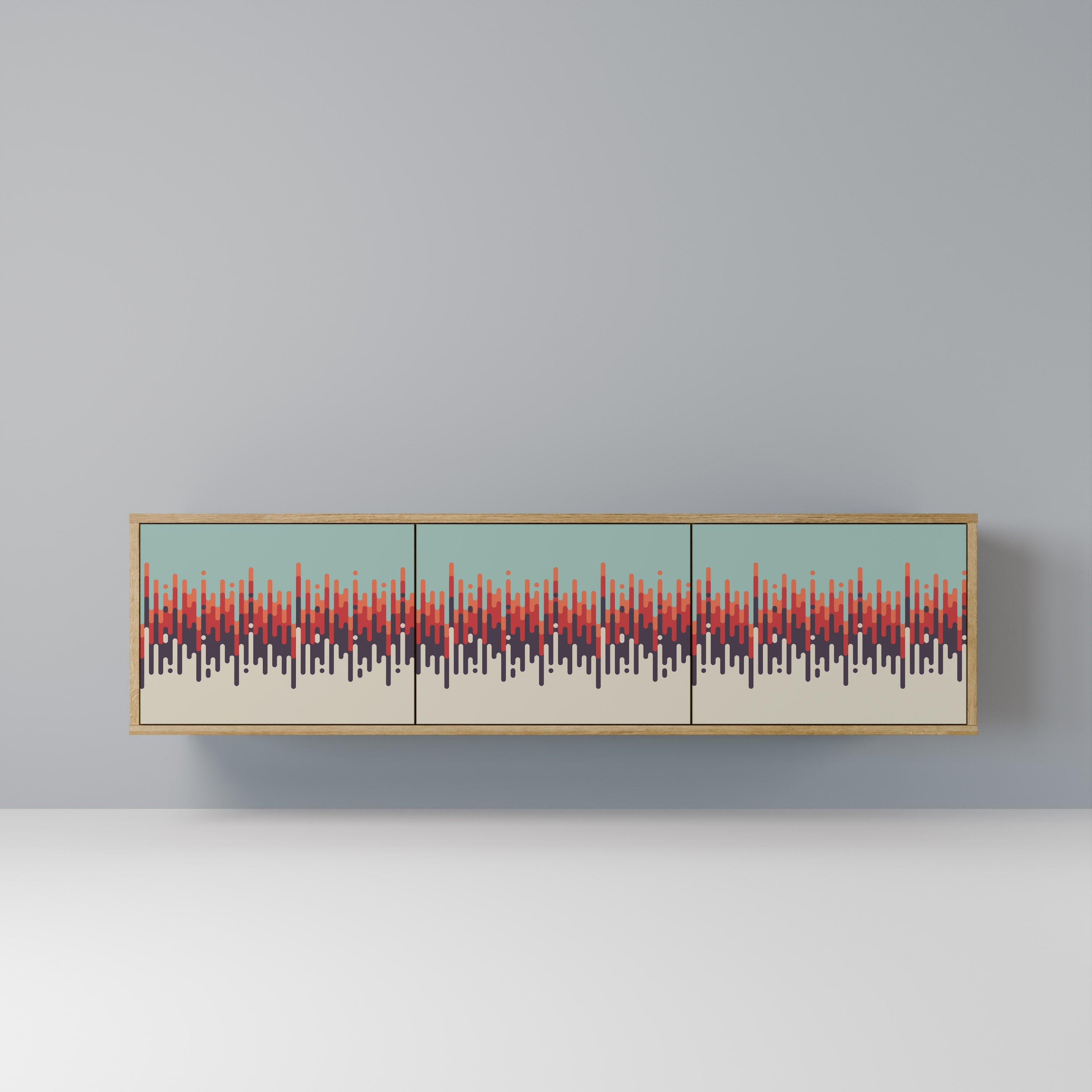 CHROMA CONTOURS Móvel de TV com 3 Portas em Efeito Carvalho