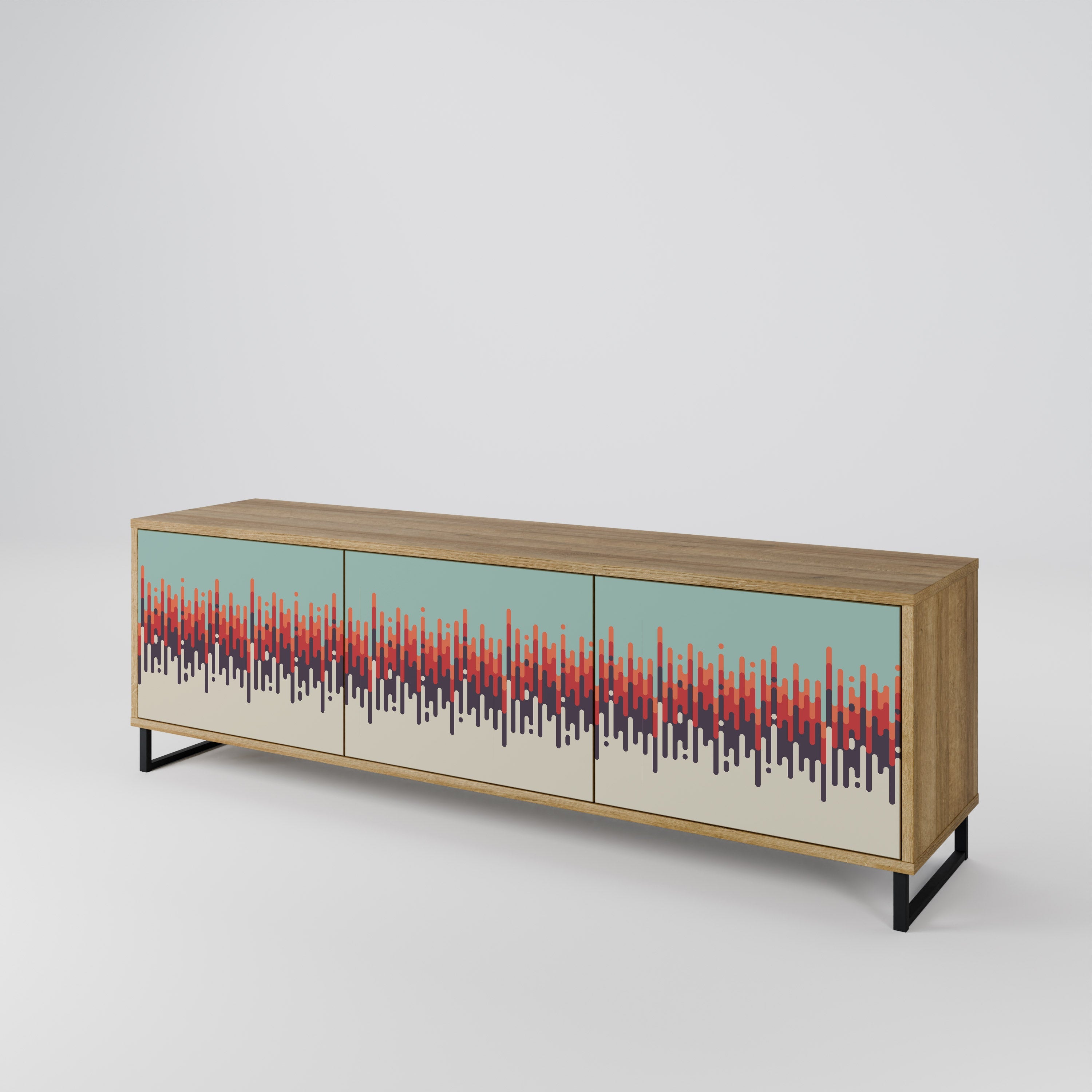 CHROMA CONTOURS Móvel de TV com 3 Portas em Efeito Carvalho