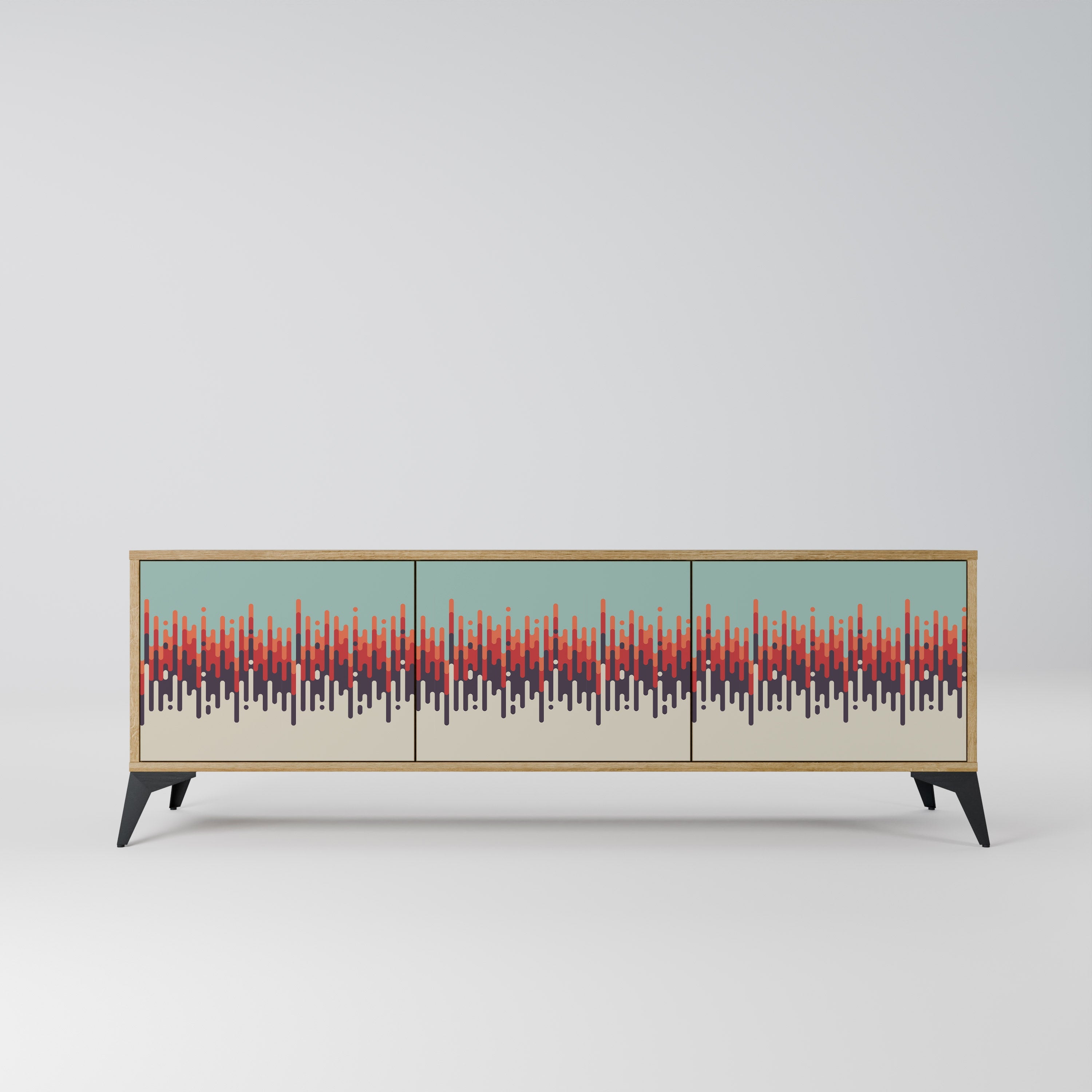 CHROMA CONTOURS Móvel de TV com 3 Portas em Efeito Carvalho