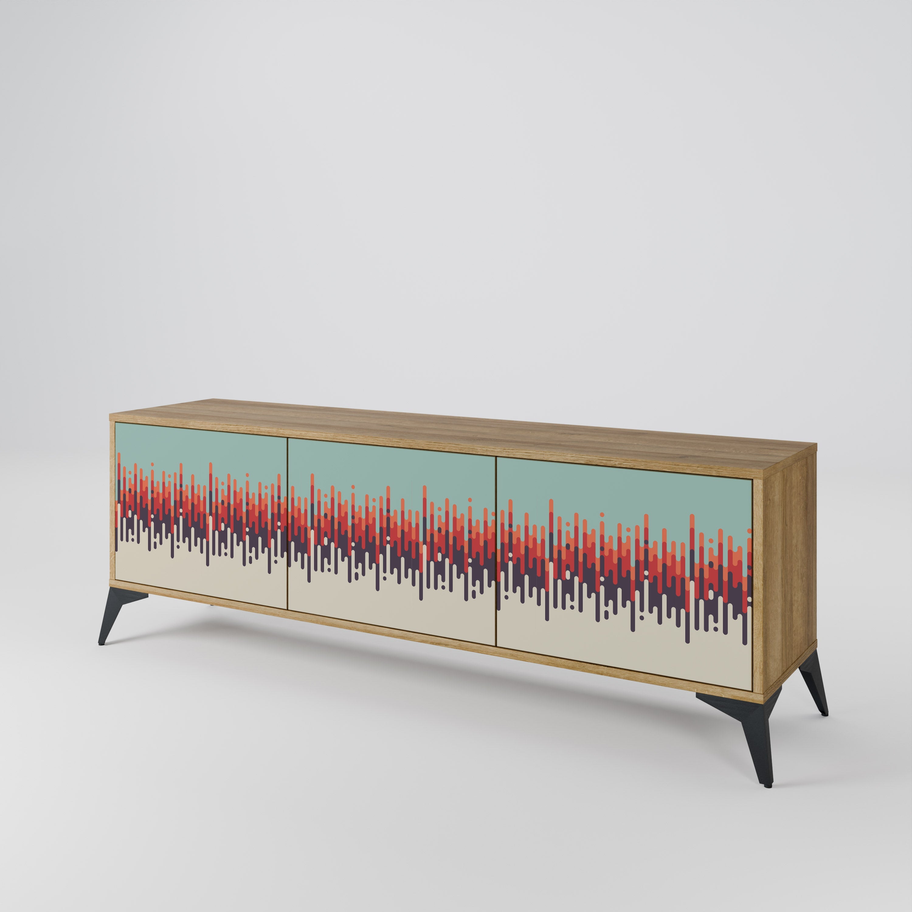 CHROMA CONTOURS Móvel de TV com 3 Portas em Efeito Carvalho