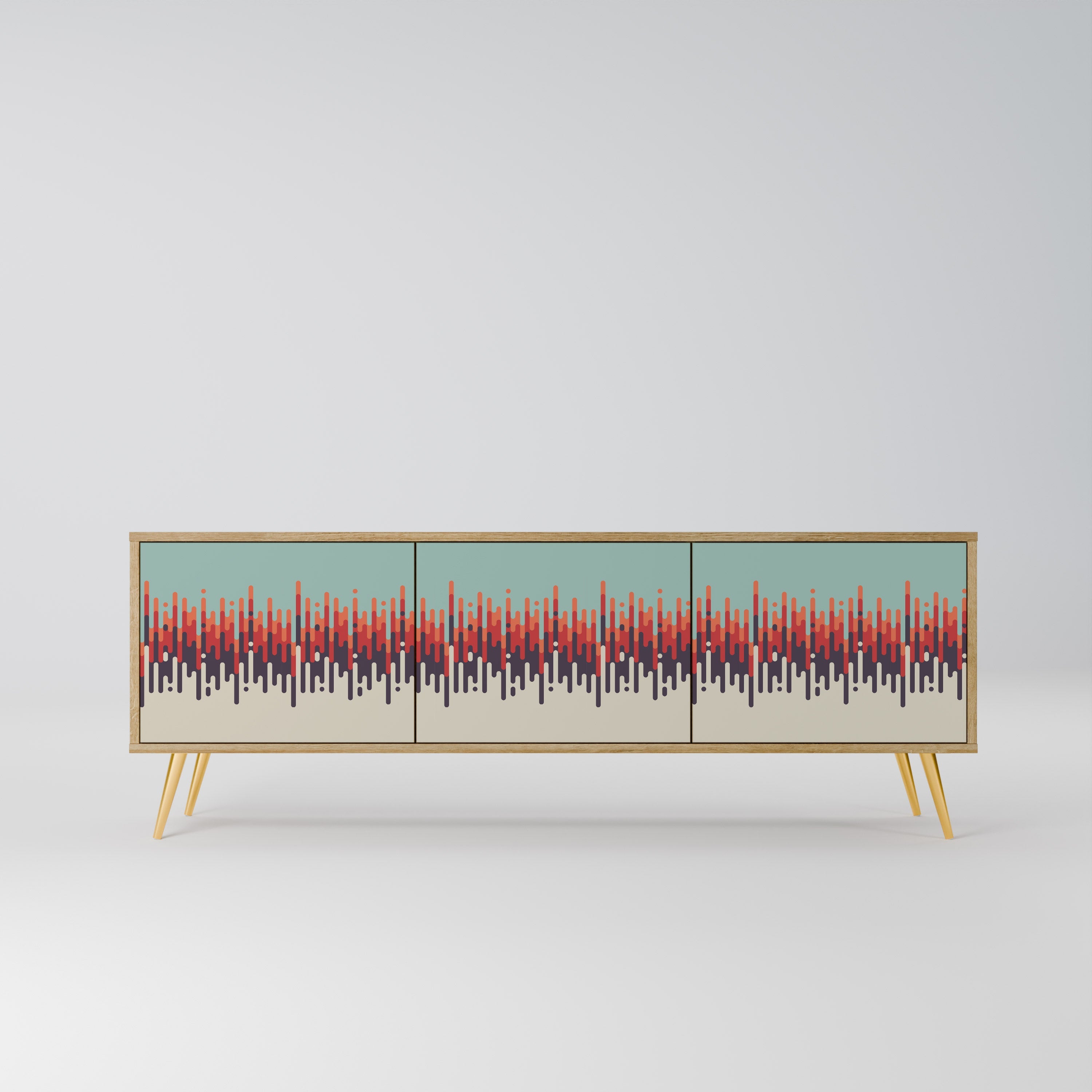 CHROMA CONTOURS Móvel de TV com 3 Portas em Efeito Carvalho