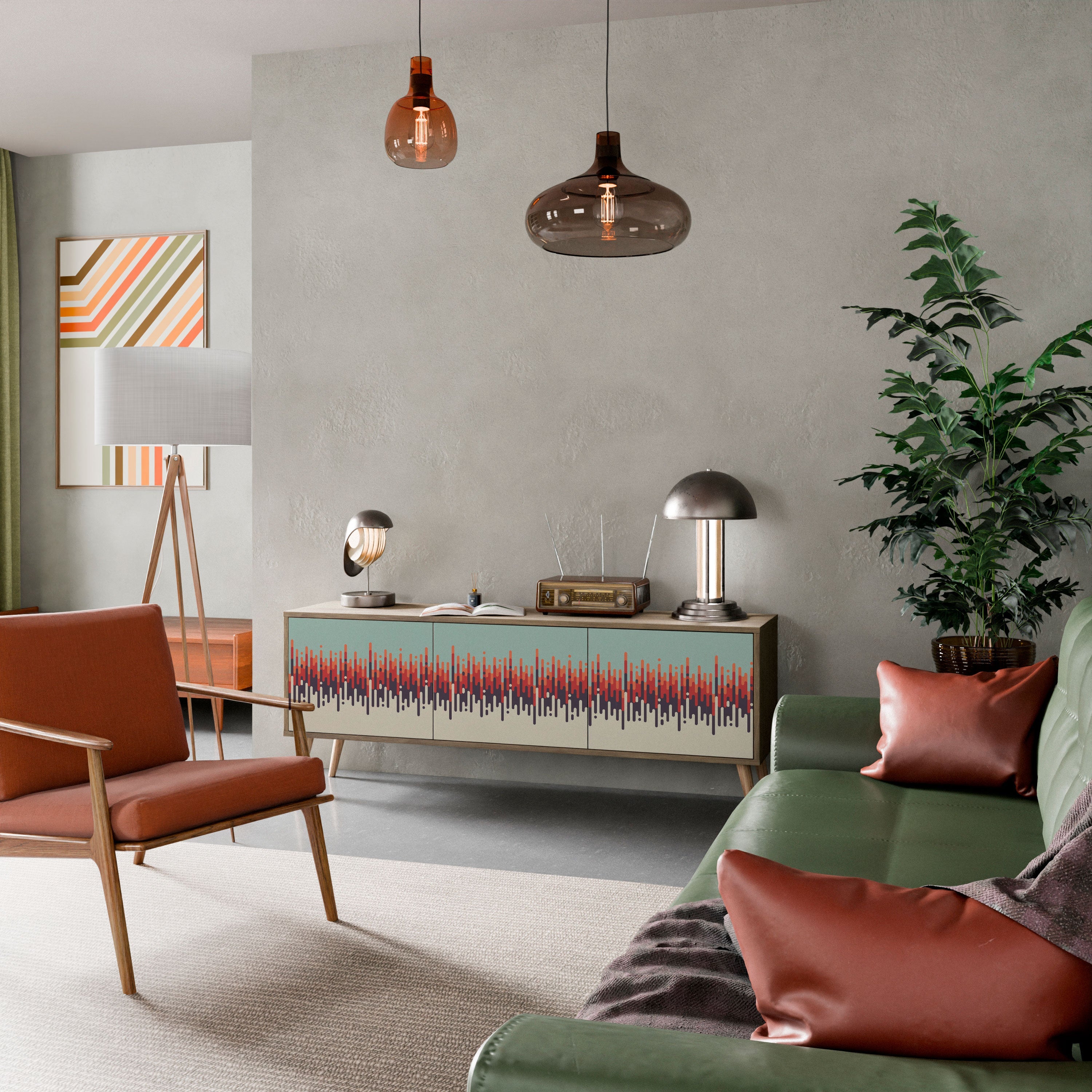 CHROMA CONTOURS Móvel de TV com 3 Portas em Efeito Carvalho