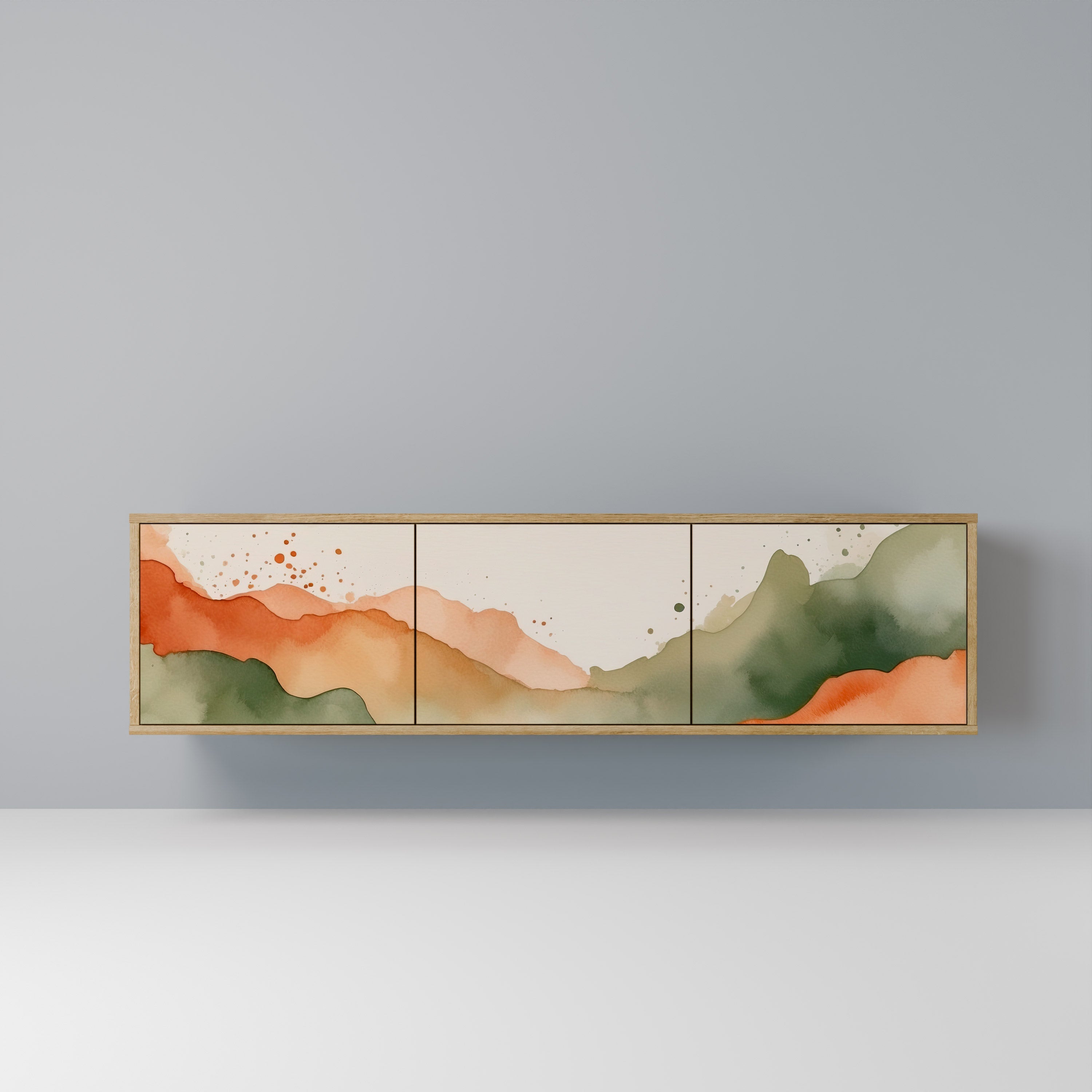 WATERCOLOUR PEAKS Móvel de TV com 3 Portas em Efeito Carvalho