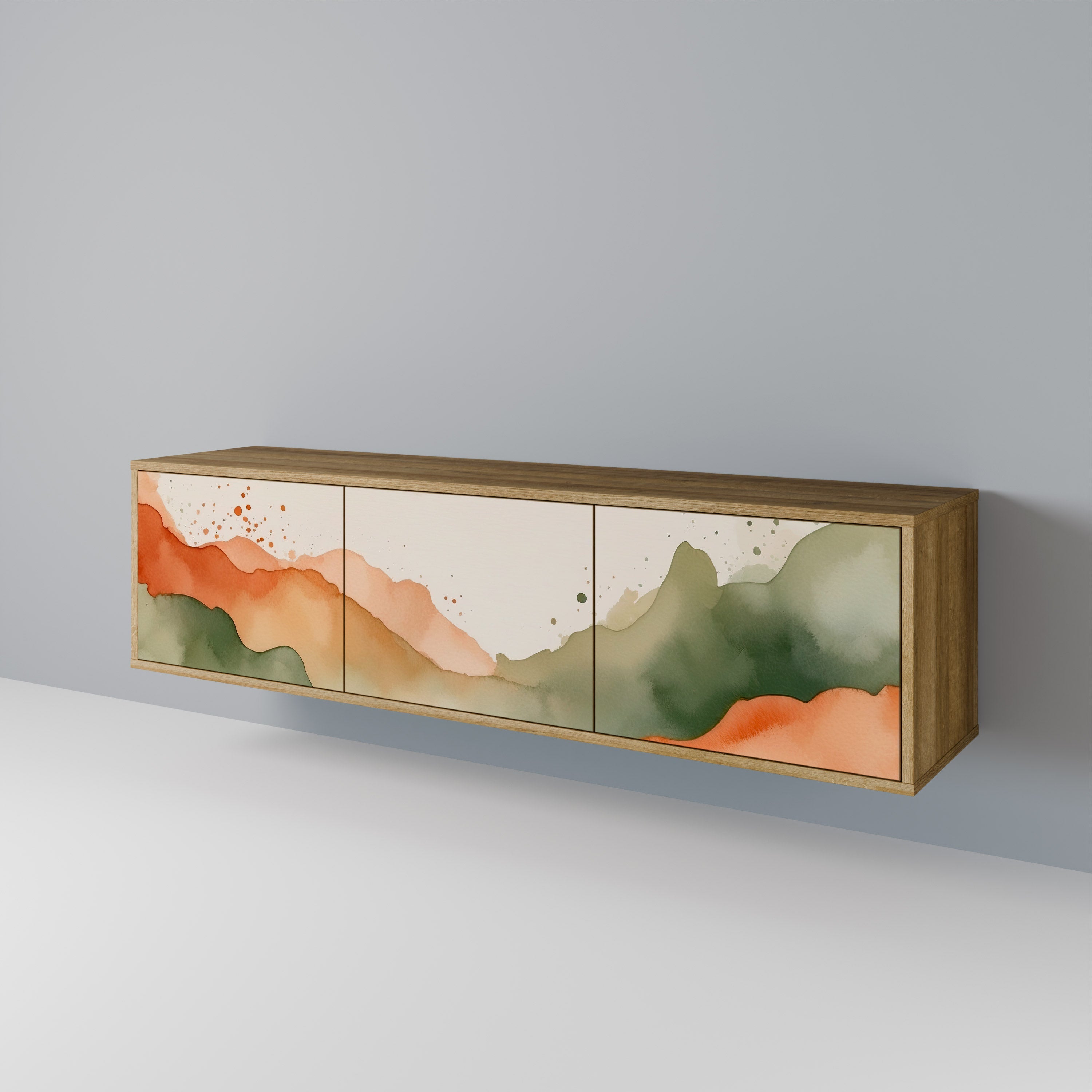 WATERCOLOUR PEAKS Móvel de TV com 3 Portas em Efeito Carvalho