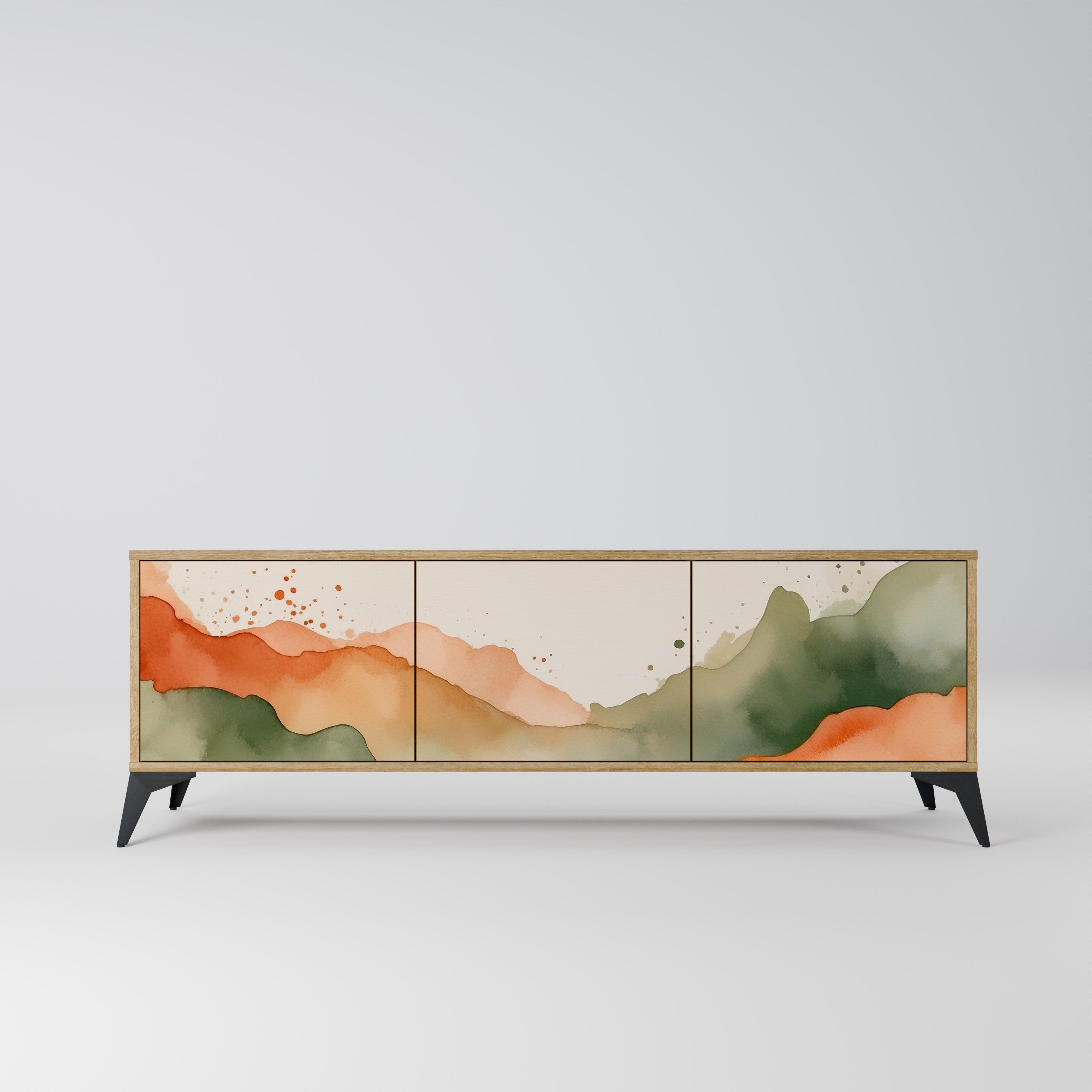 WATERCOLOUR PEAKS Móvel de TV com 3 Portas em Efeito Carvalho