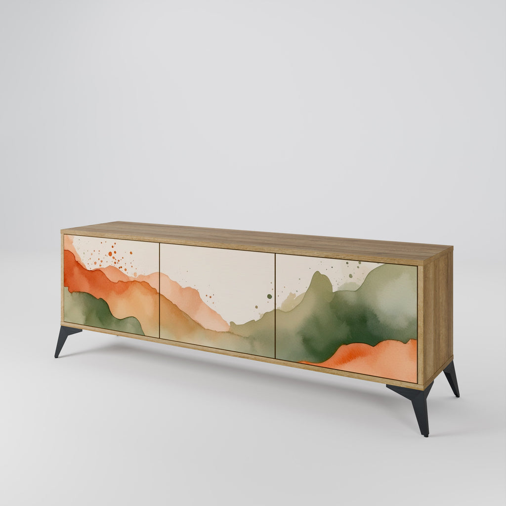 WATERCOLOUR PEAKS Móvel de TV com 3 Portas em Efeito Carvalho