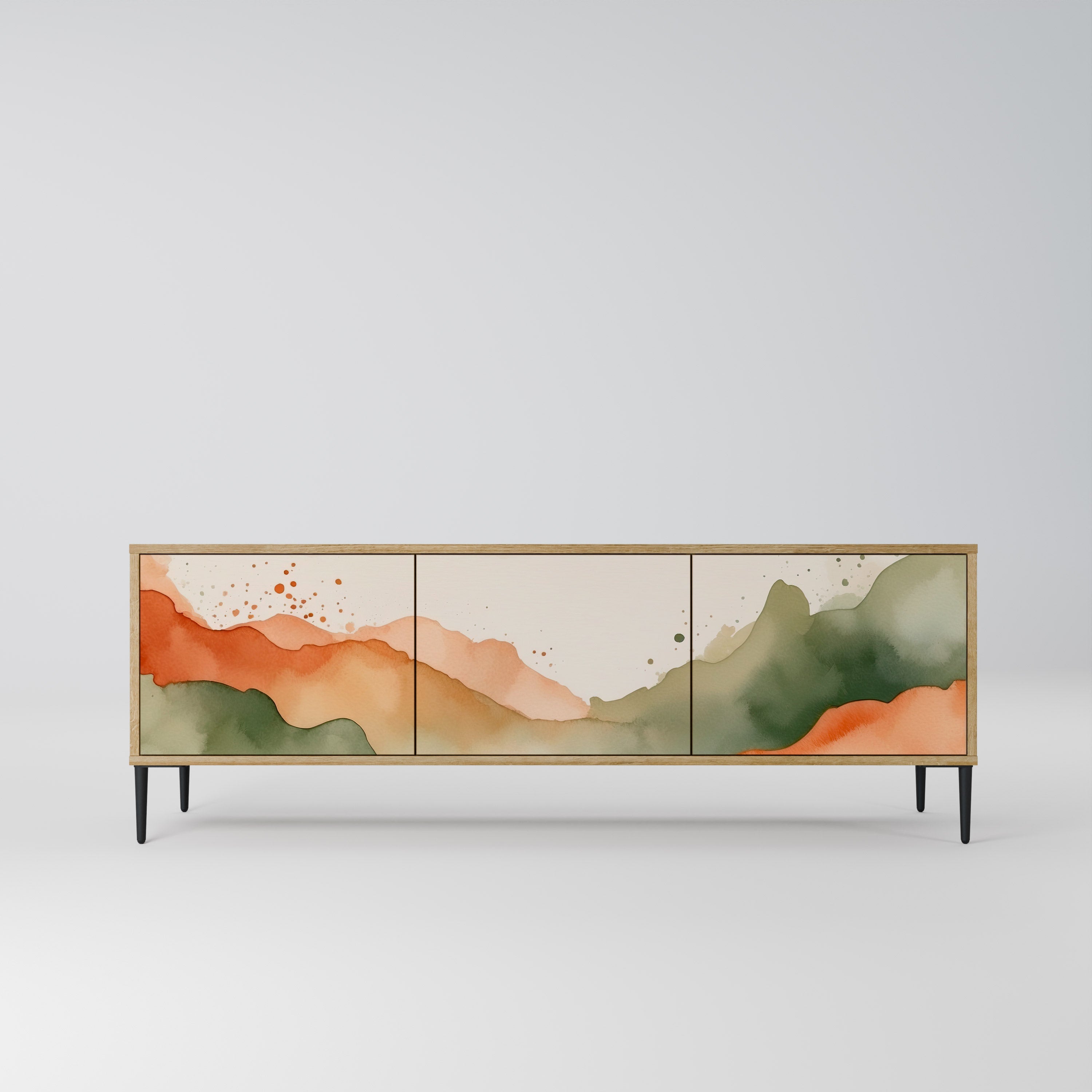 WATERCOLOUR PEAKS Móvel de TV com 3 Portas em Efeito Carvalho