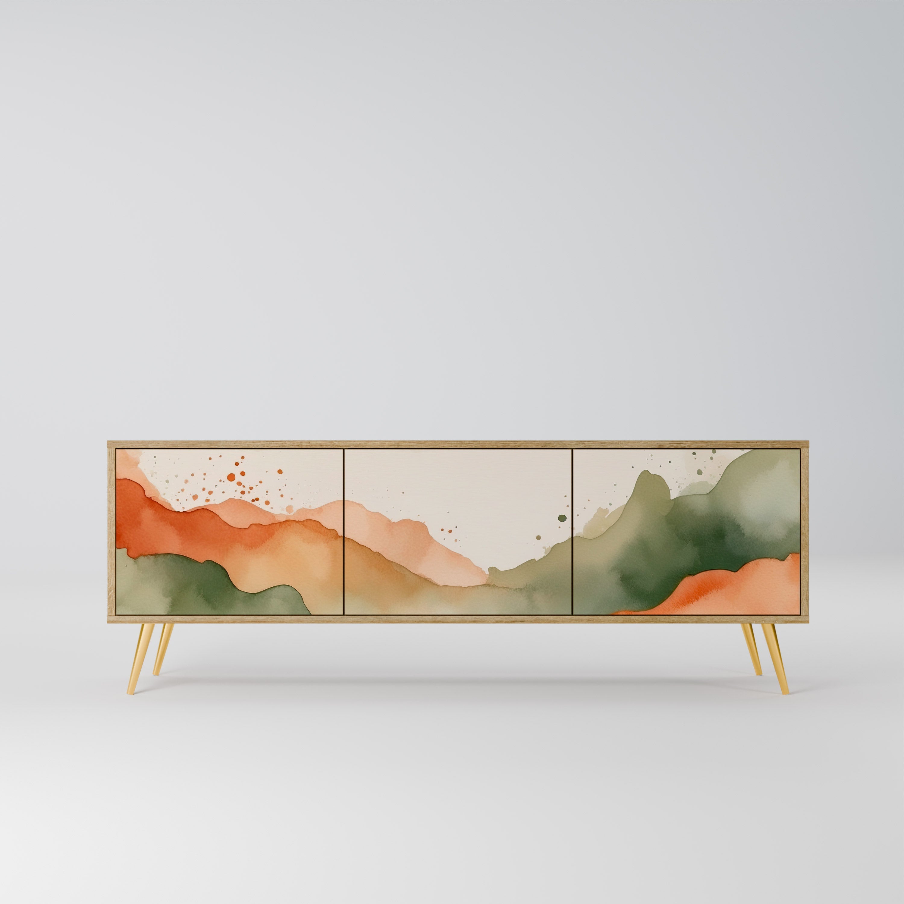 WATERCOLOUR PEAKS Móvel de TV com 3 Portas em Efeito Carvalho