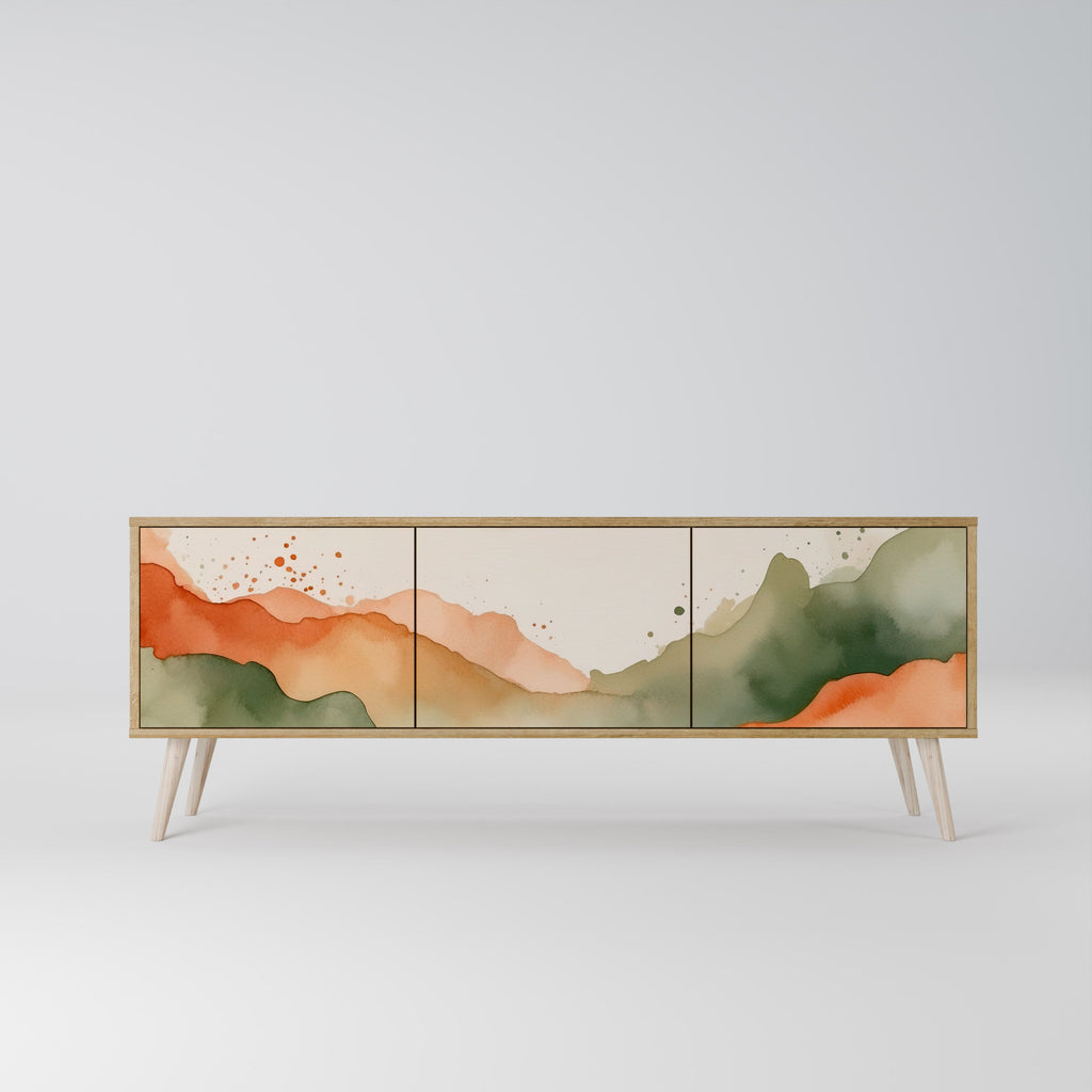 WATERCOLOUR PEAKS Móvel de TV com 3 Portas em Efeito Carvalho