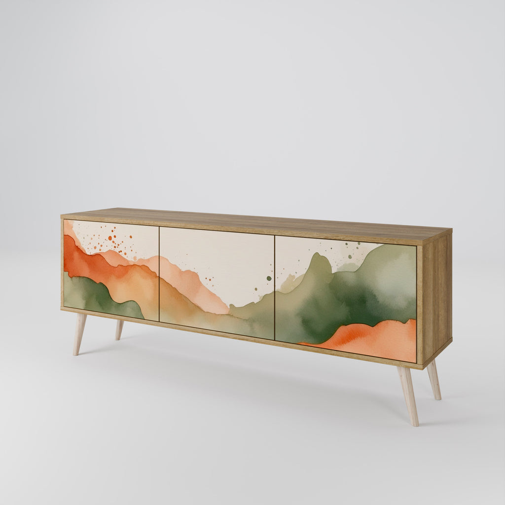 WATERCOLOUR PEAKS Móvel de TV com 3 Portas em Efeito Carvalho