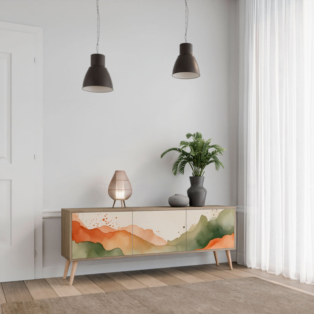 WATERCOLOUR PEAKS Móvel de TV com 3 Portas em Efeito Carvalho