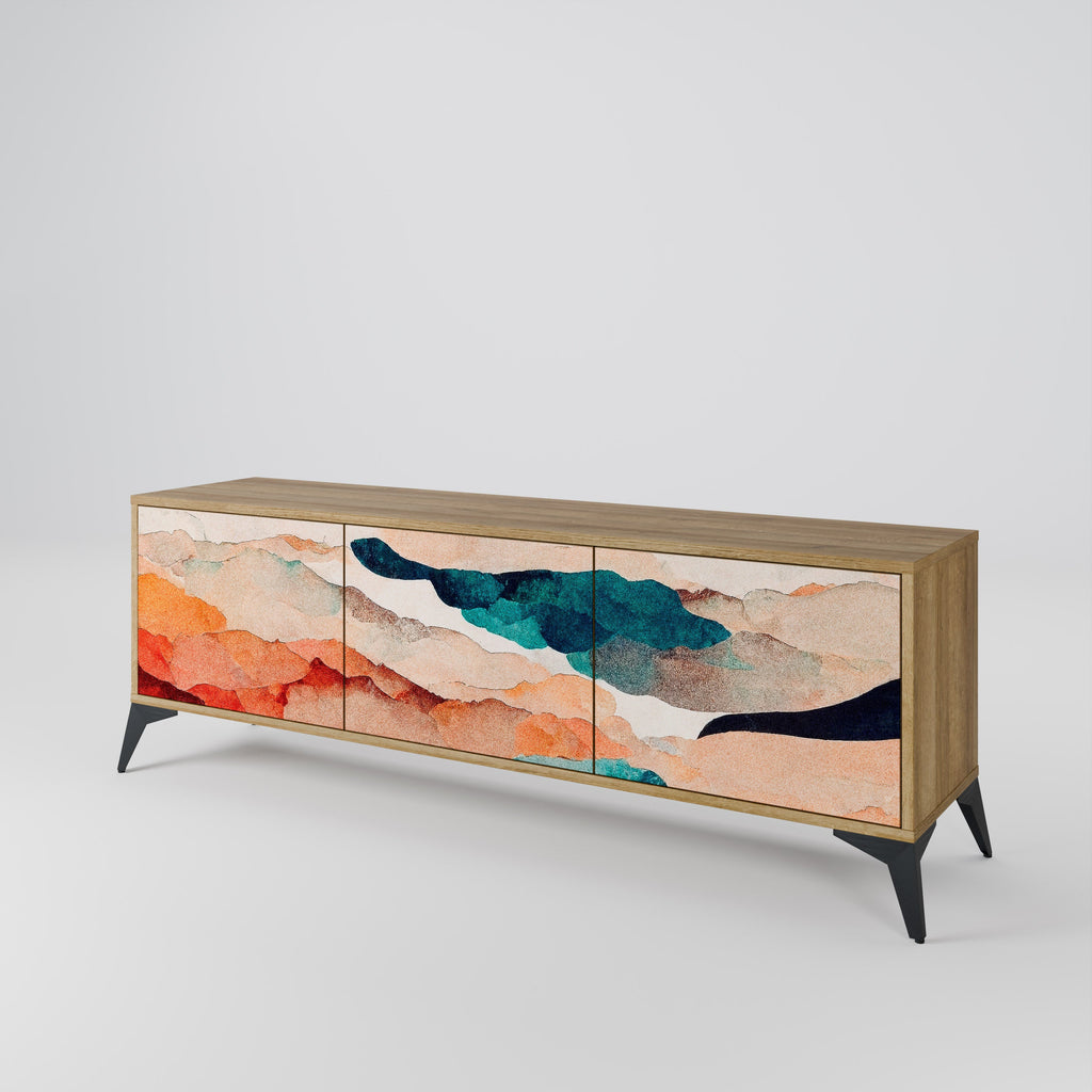 ABSTRACT LANDSCAPE Móvel de TV com 3 Portas em Efeito Carvalho