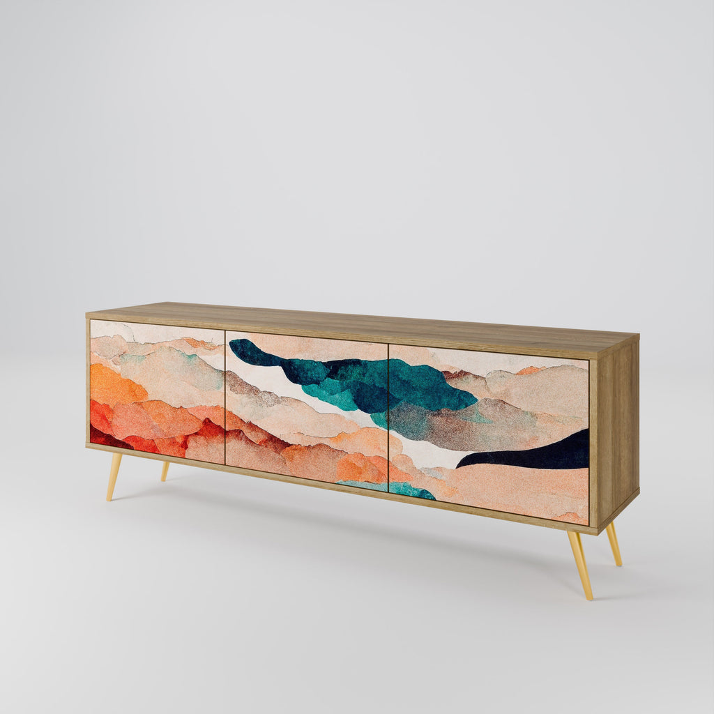 ABSTRACT LANDSCAPE Móvel de TV com 3 Portas em Efeito Carvalho