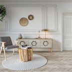 HEXAGONAL SHAPES Móvel de TV com 3 Portas em Efeito Carvalho