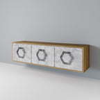 HEXAGONAL FIGURES Móvel de TV com 3 Portas em Efeito Carvalho