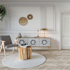 HEXAGONAL FIGURES Móvel de TV com 3 Portas em Efeito Carvalho