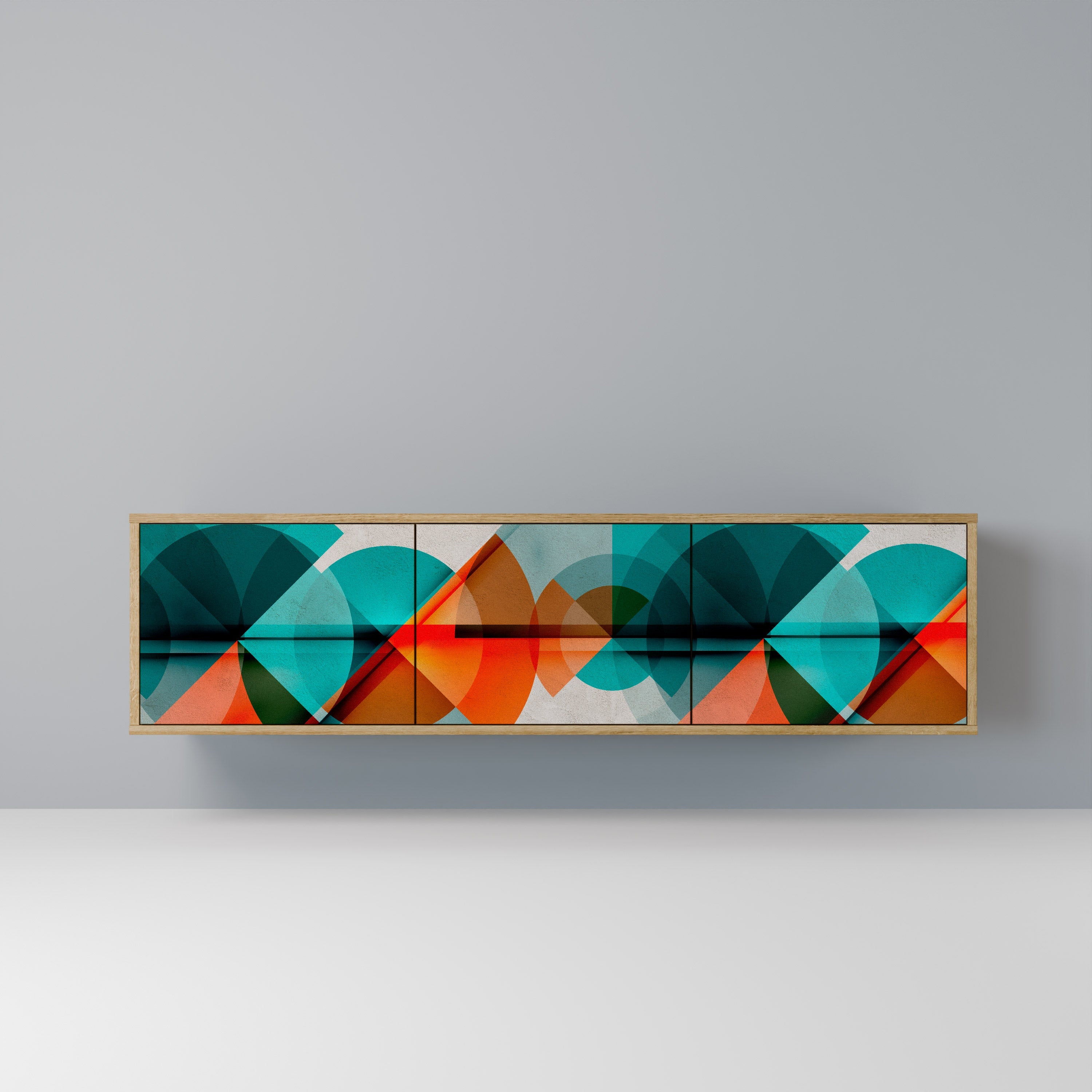 CIRCULAR RHAPSODY Móvel de TV com 3 Portas em Efeito Carvalho