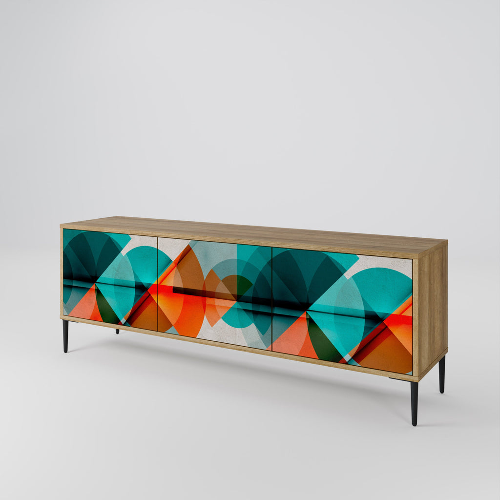 CIRCULAR RHAPSODY Móvel de TV com 3 Portas em Efeito Carvalho