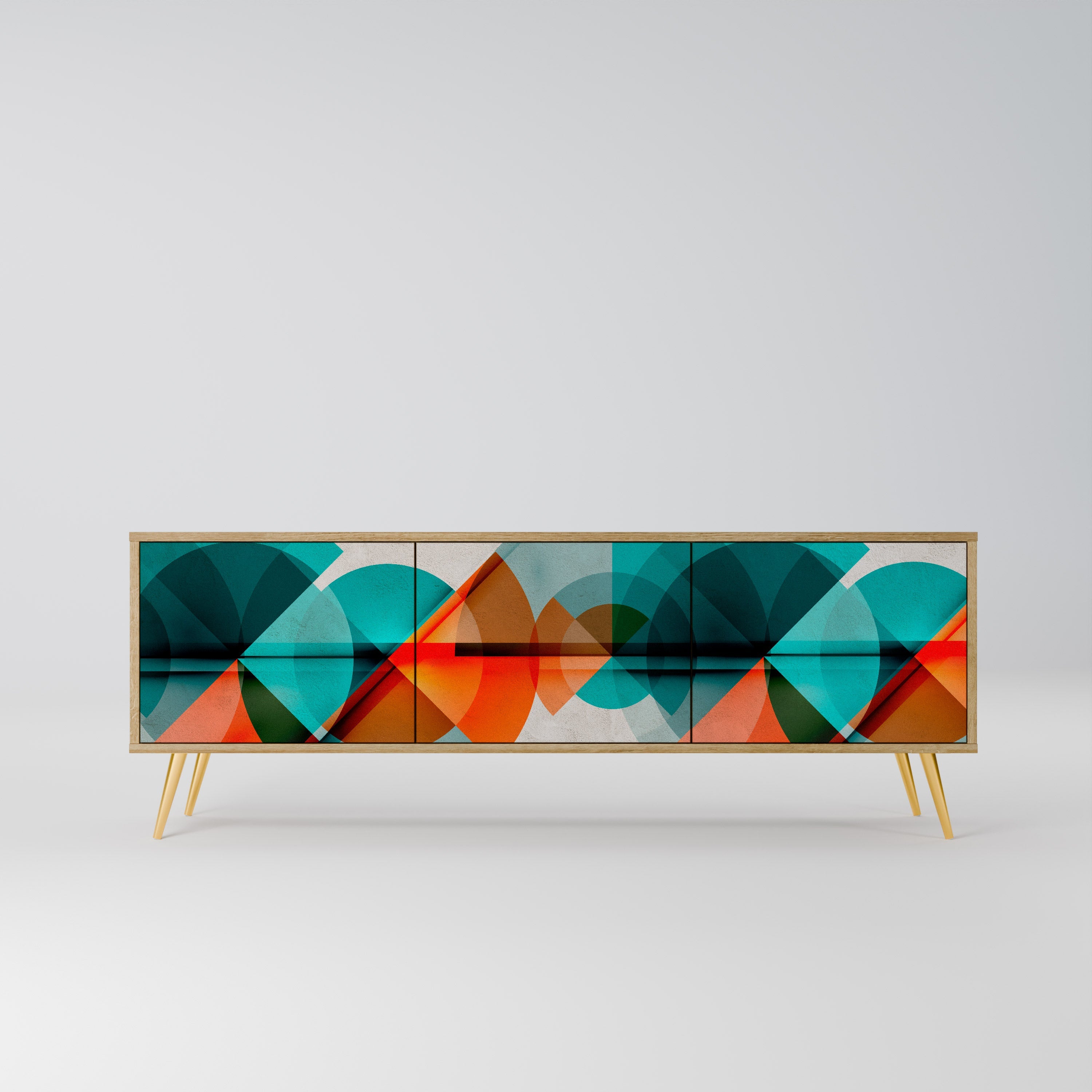 CIRCULAR RHAPSODY Móvel de TV com 3 Portas em Efeito Carvalho