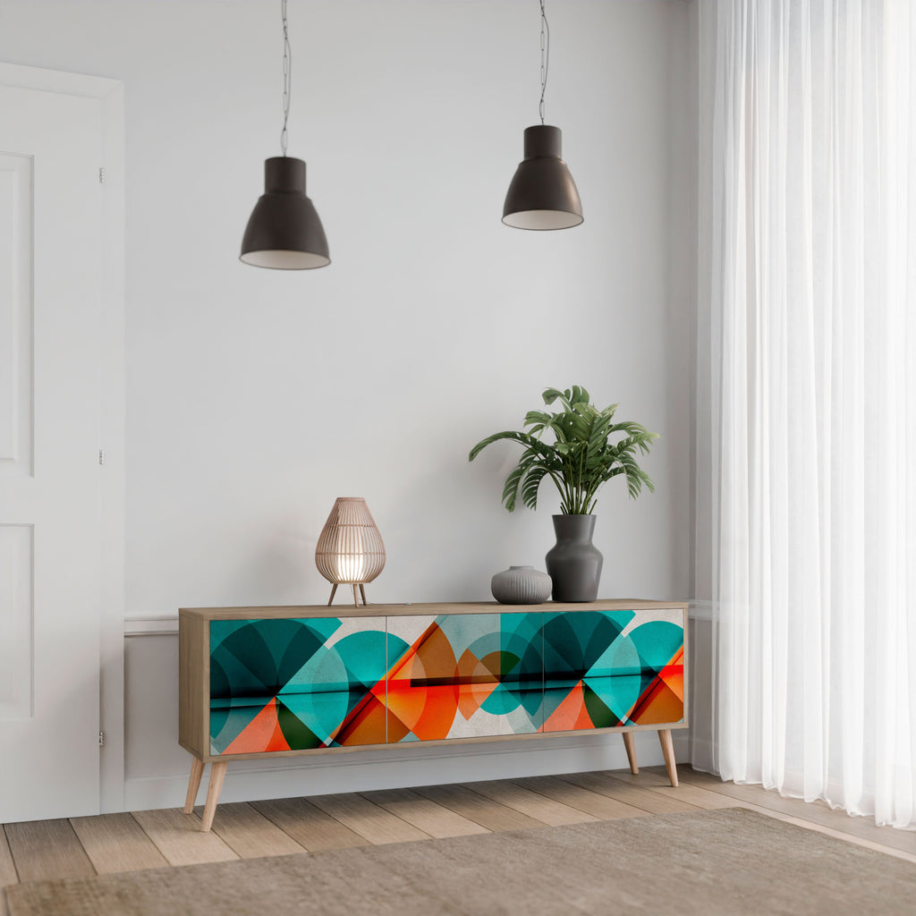 CIRCULAR RHAPSODY Móvel de TV com 3 Portas em Efeito Carvalho