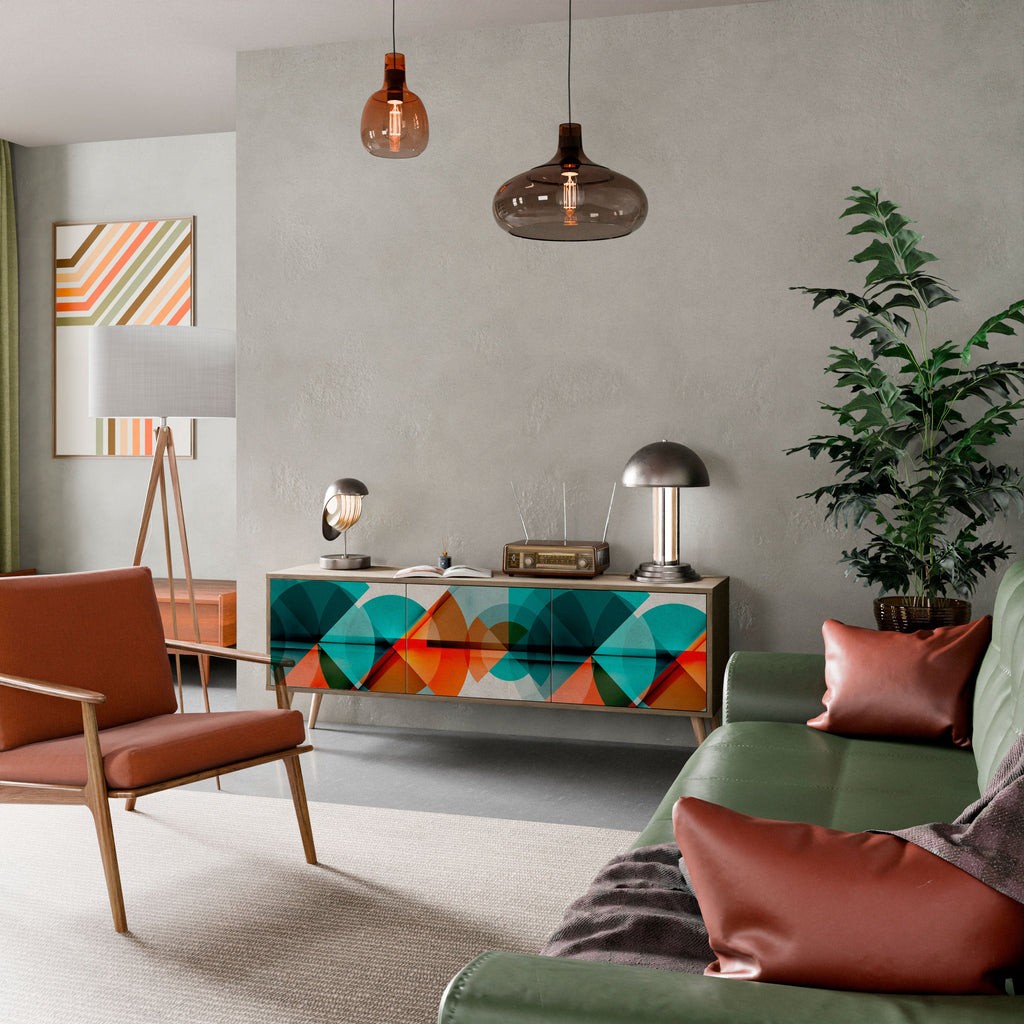 CIRCULAR RHAPSODY Móvel de TV com 3 Portas em Efeito Carvalho