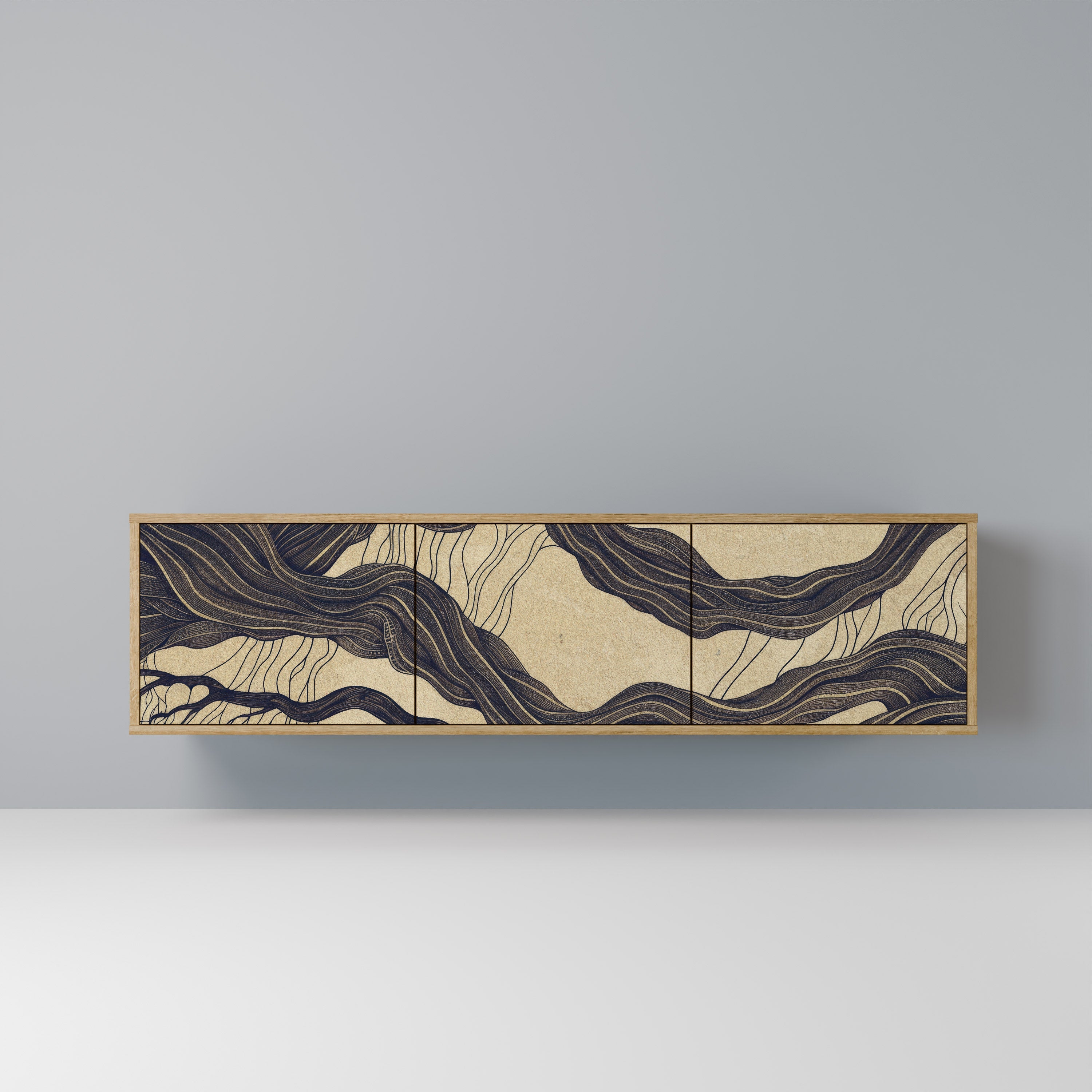 UNIFIED FRAGMENTS Móvel de TV com 3 Portas em Efeito Carvalho