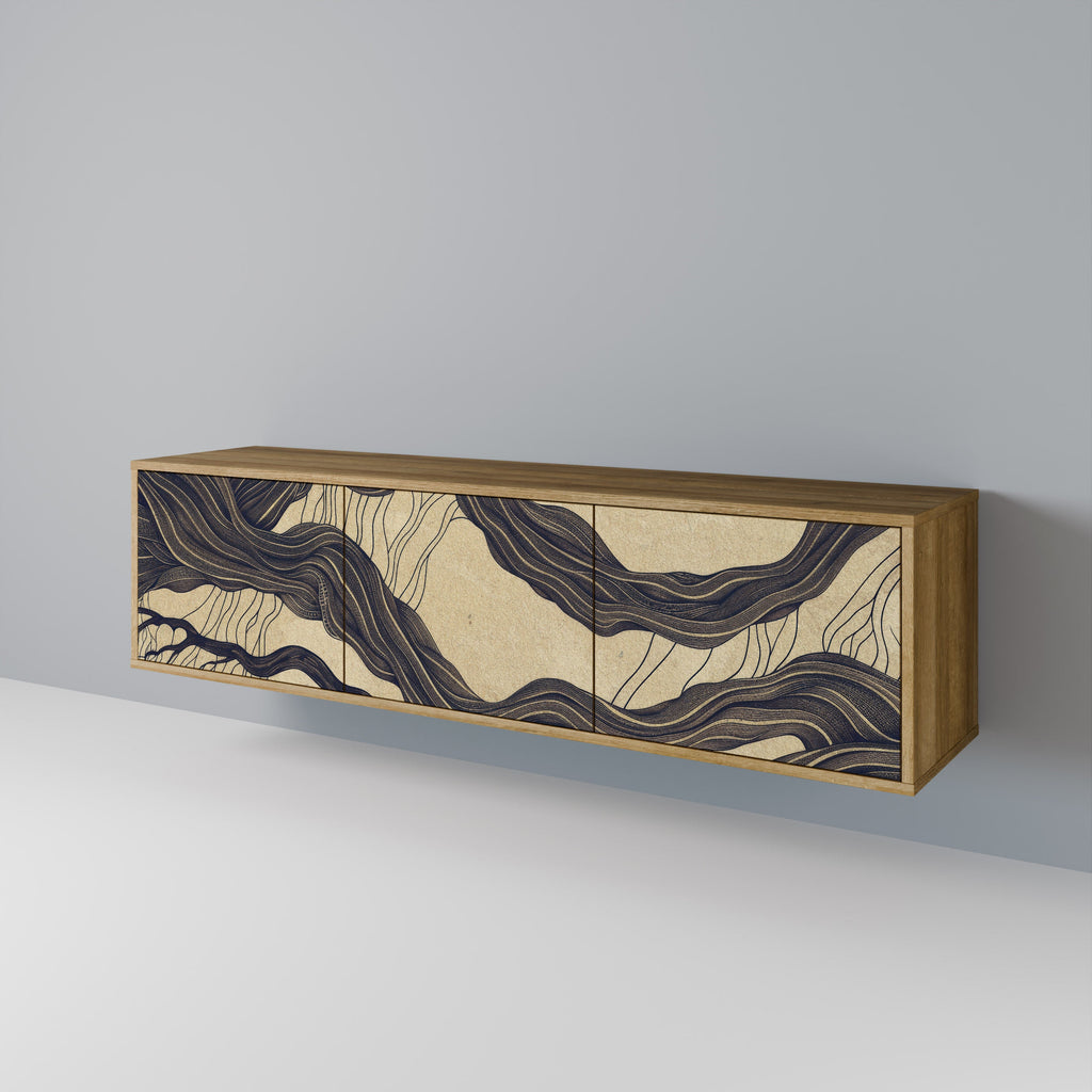 UNIFIED FRAGMENTS Móvel de TV com 3 Portas em Efeito Carvalho