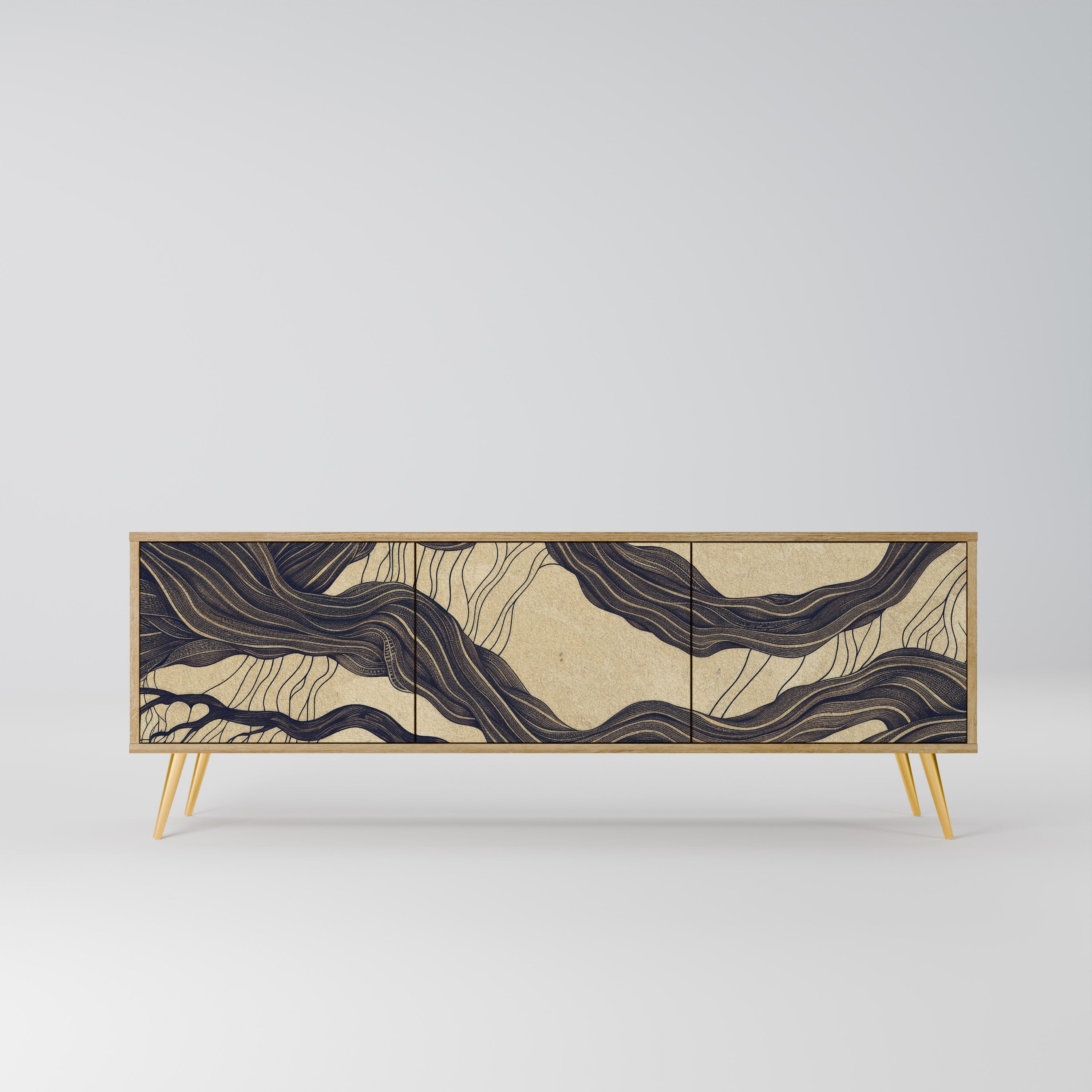 UNIFIED FRAGMENTS Móvel de TV com 3 Portas em Efeito Carvalho