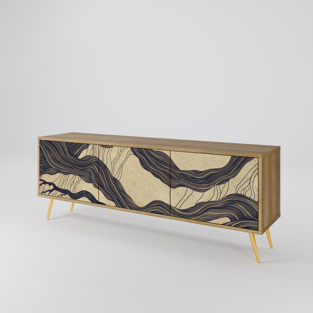 UNIFIED FRAGMENTS Móvel de TV com 3 Portas em Efeito Carvalho