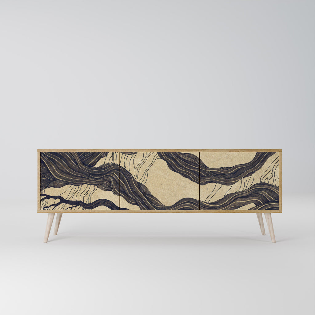 UNIFIED FRAGMENTS Móvel de TV com 3 Portas em Efeito Carvalho