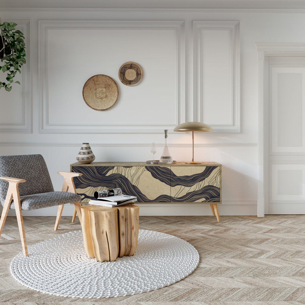 UNIFIED FRAGMENTS Móvel de TV com 3 Portas em Efeito Carvalho