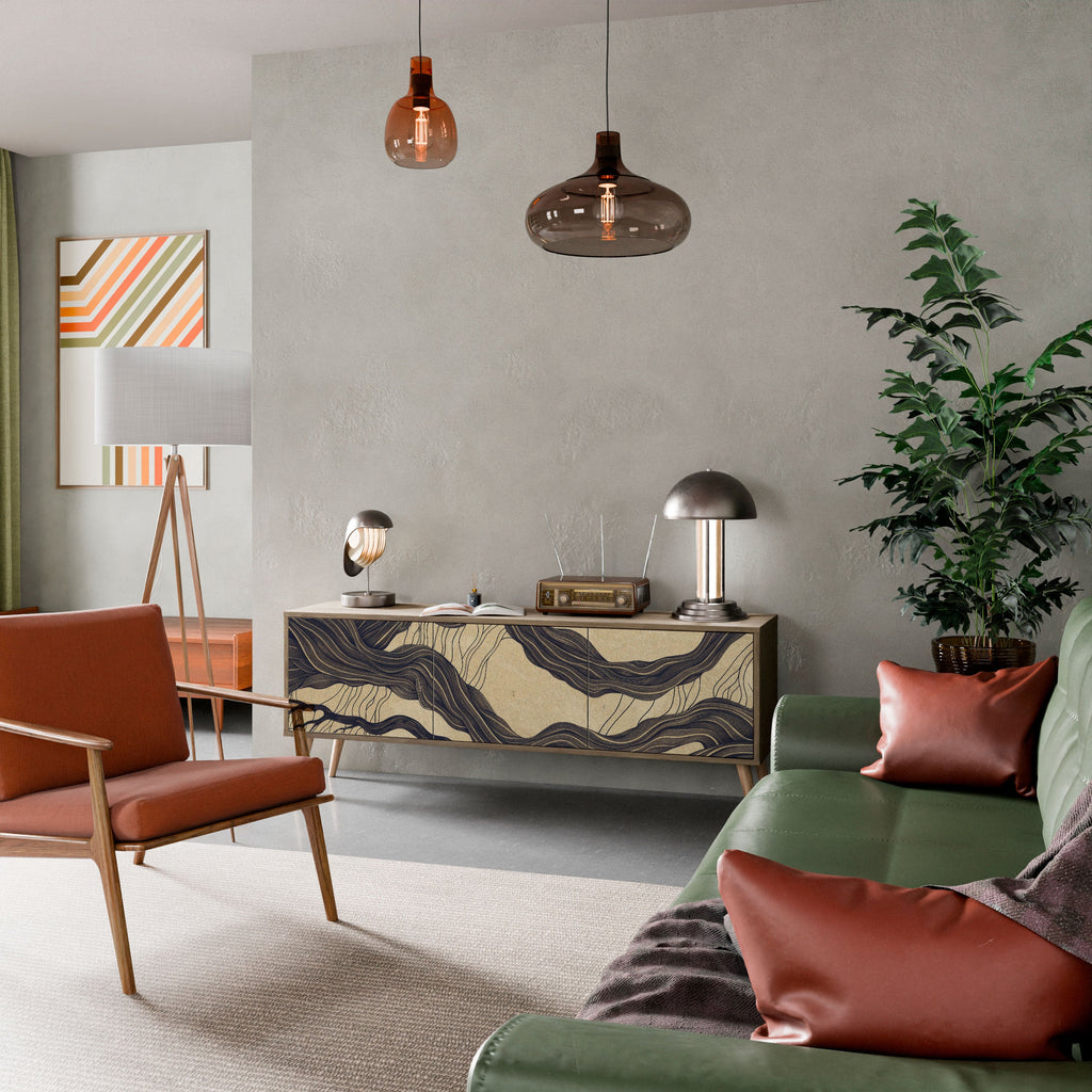 UNIFIED FRAGMENTS Móvel de TV com 3 Portas em Efeito Carvalho