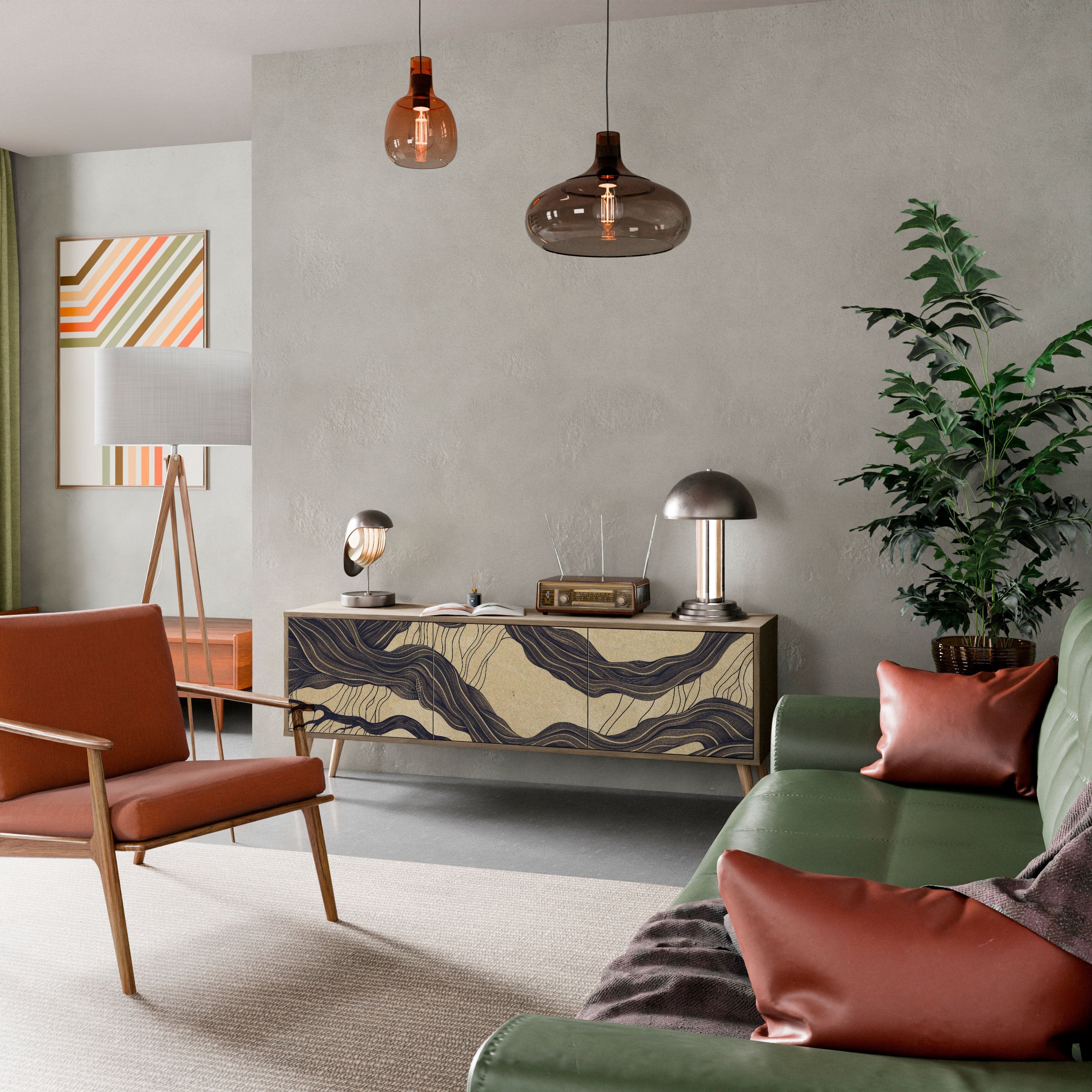 UNIFIED FRAGMENTS Móvel de TV com 3 Portas em Efeito Carvalho