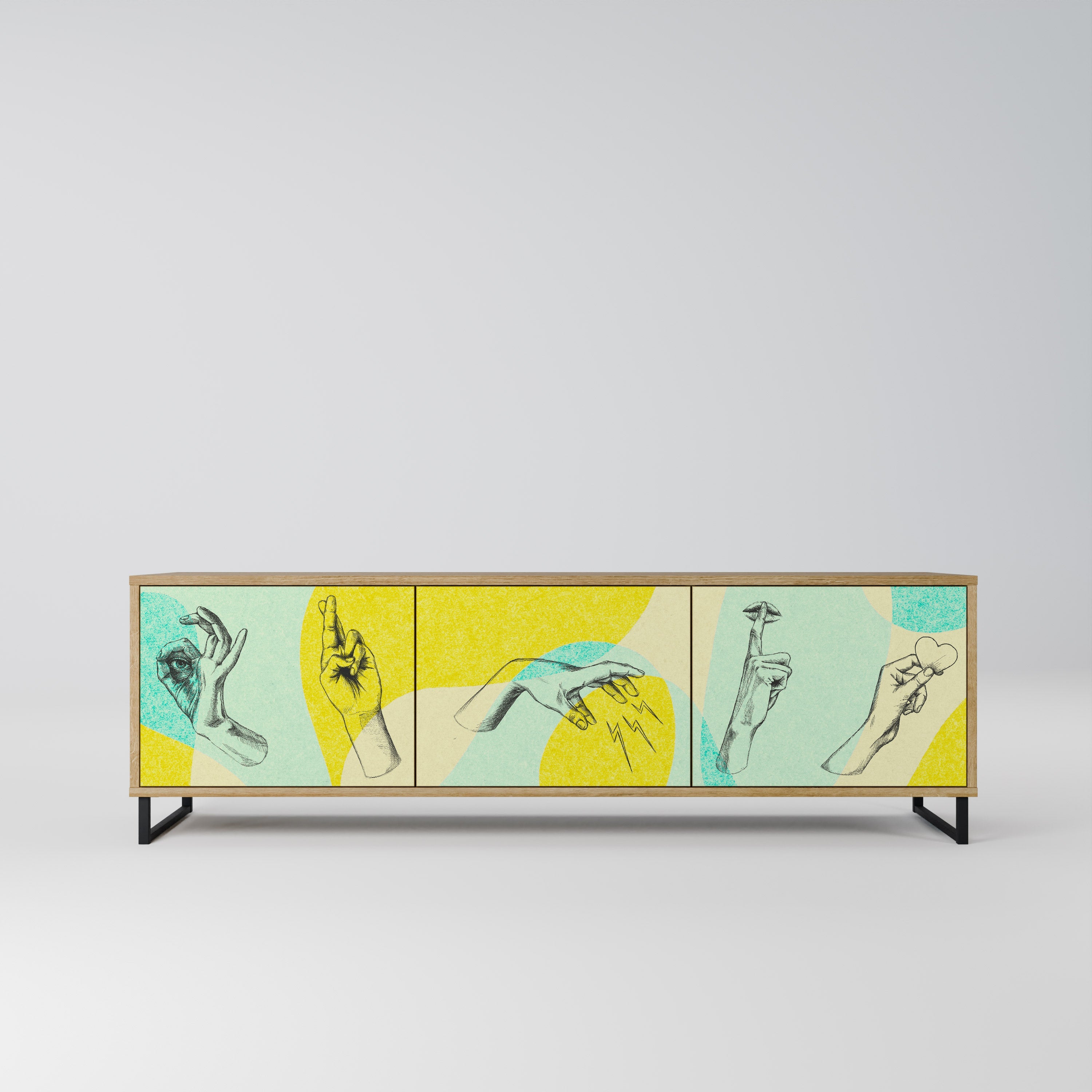 BODY LANGUAGE Móvel de TV com 3 Portas em Efeito Carvalho